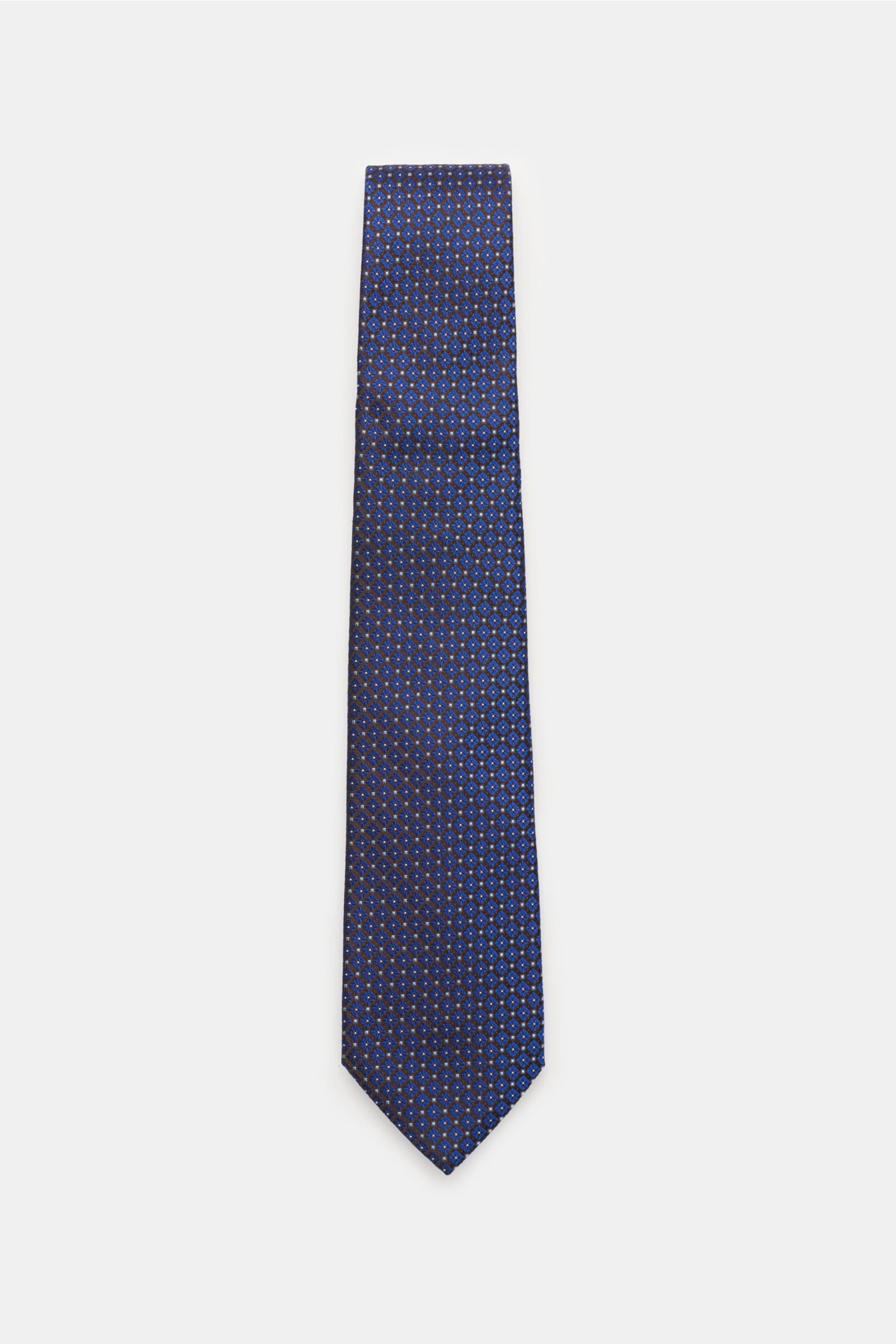 Silk tie brown/navy patterned