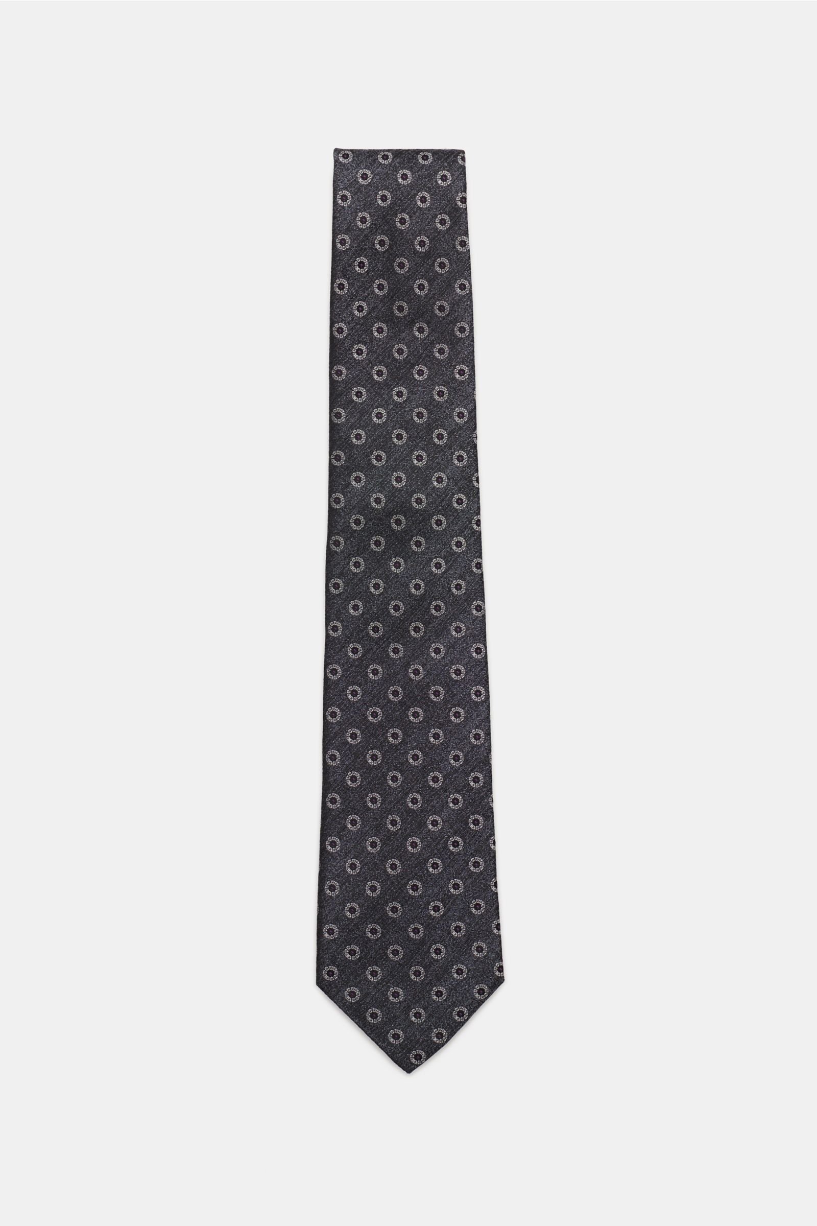 Silk tie dark grey patterned