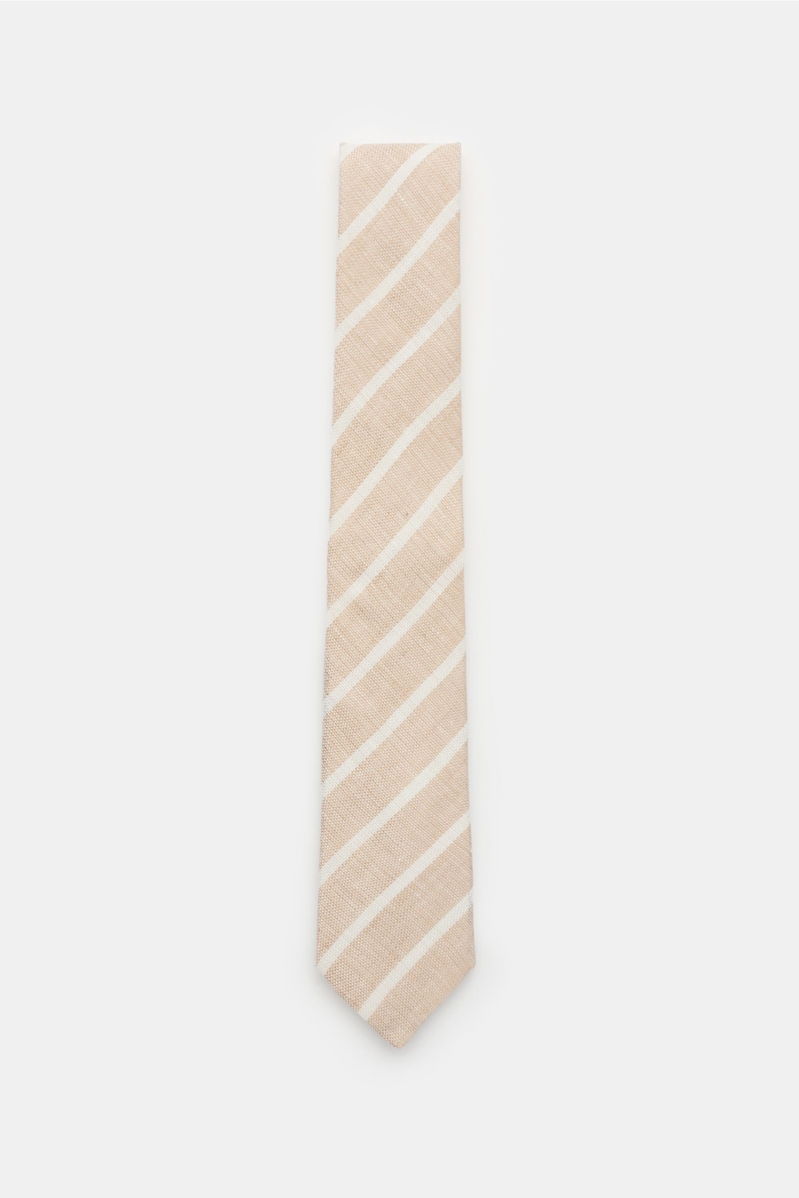 Linen tie beige/white striped