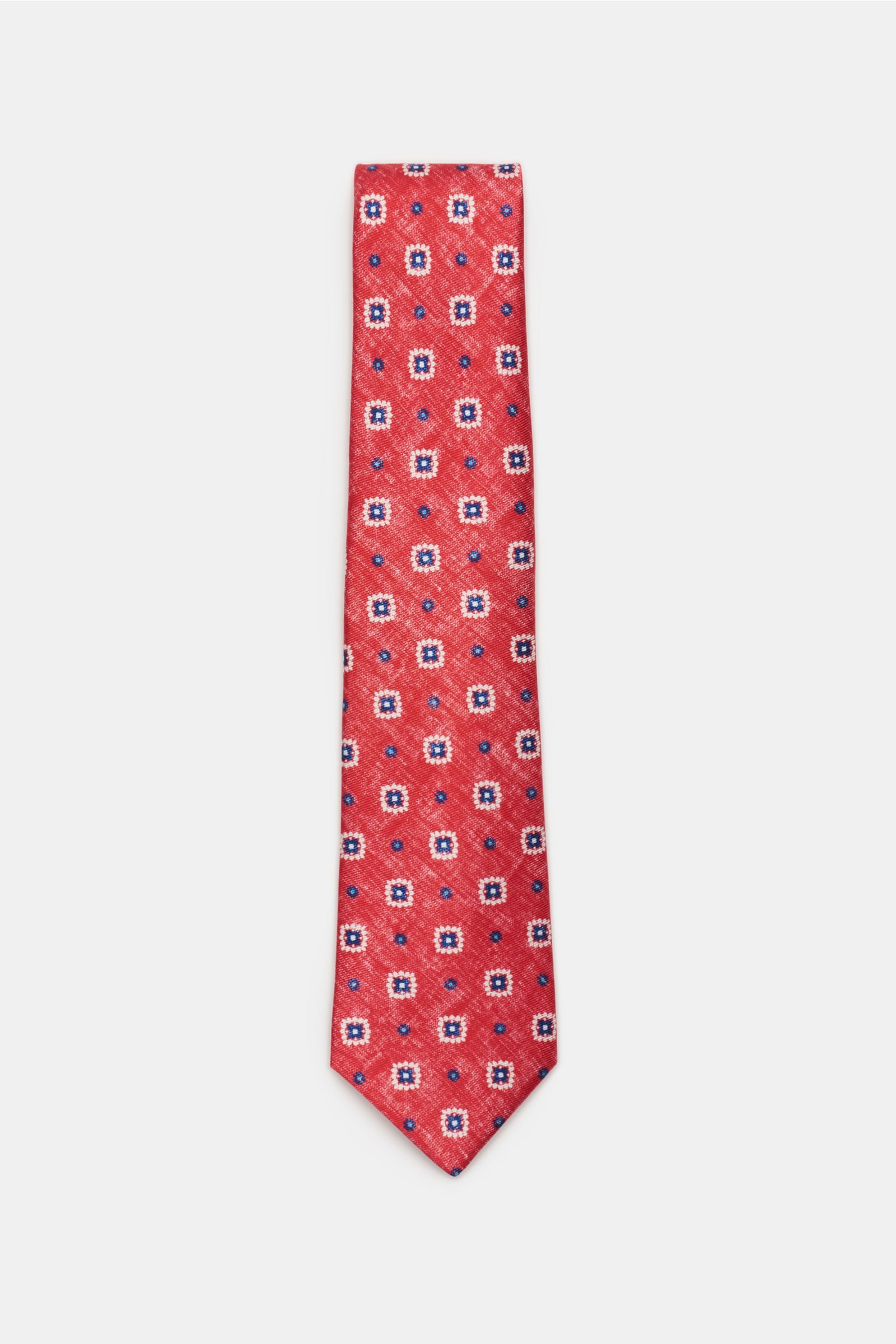 Silk tie navy/red patterned