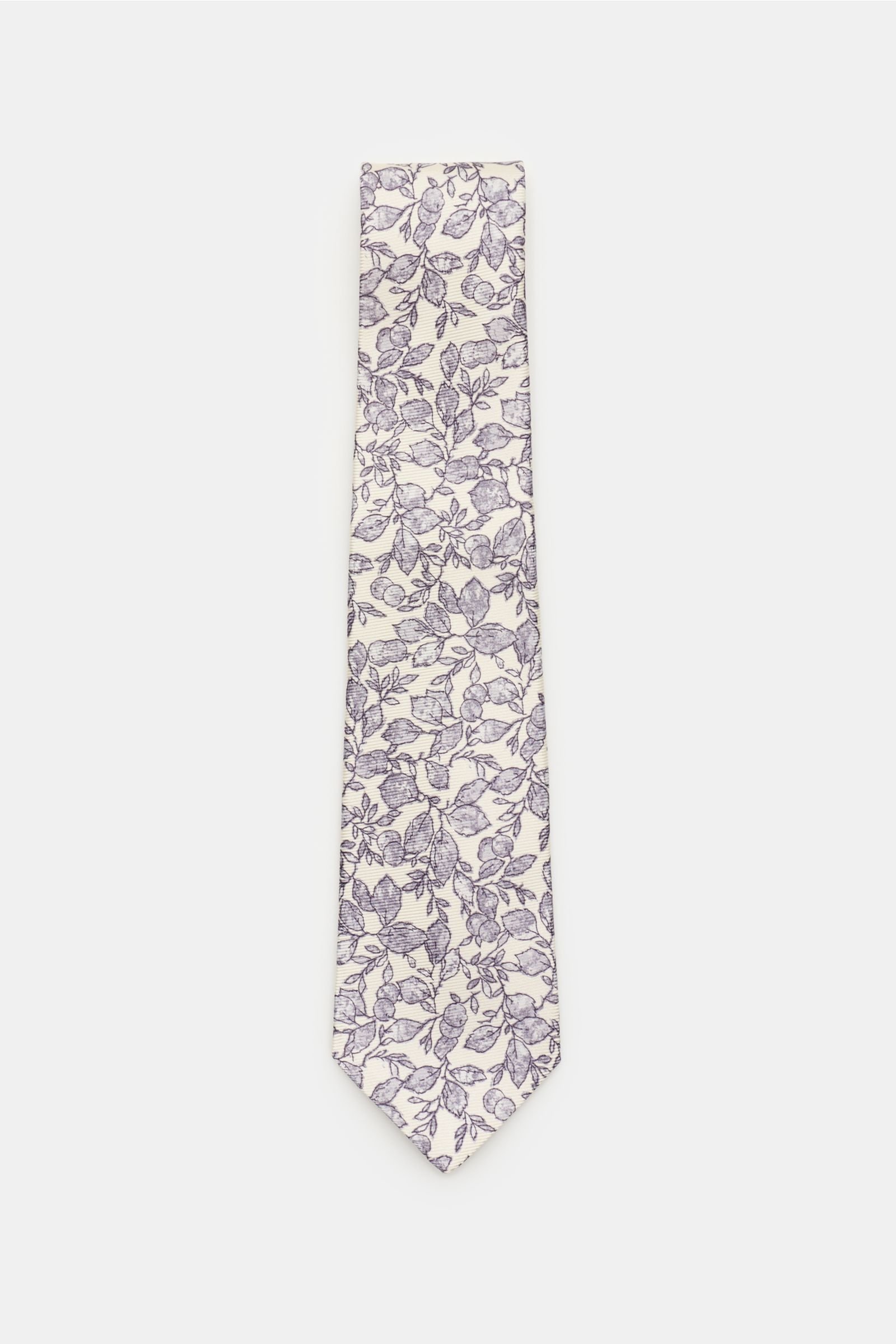 Silk tie light grey/cream patterned