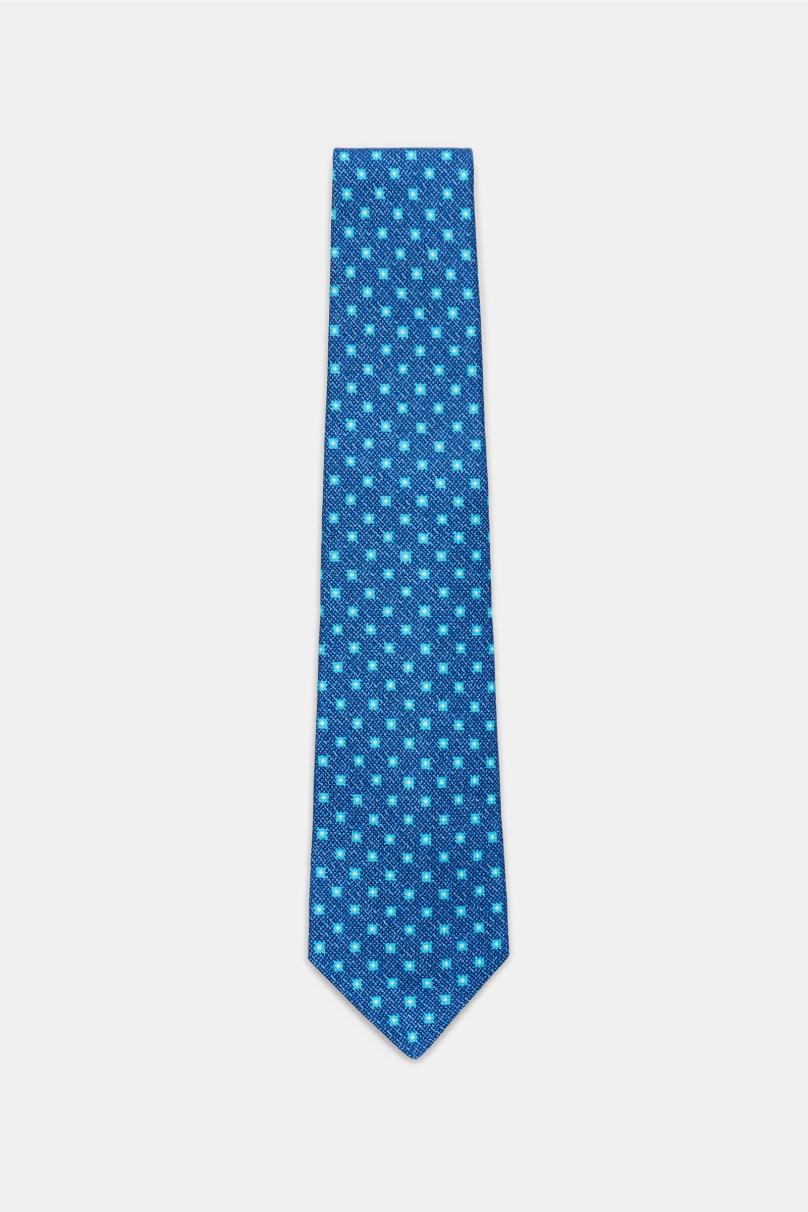 Silk tie dark blue/turquoise patterned