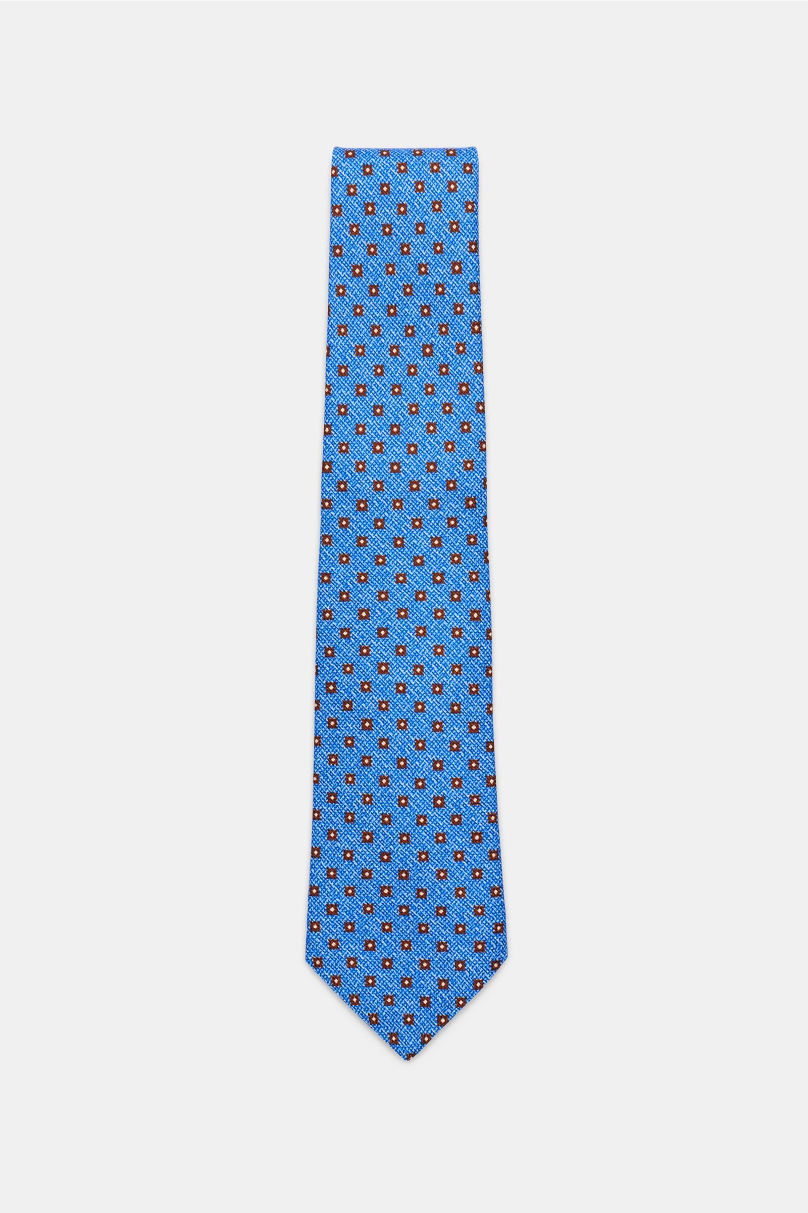 Silk tie blue/brown patterned