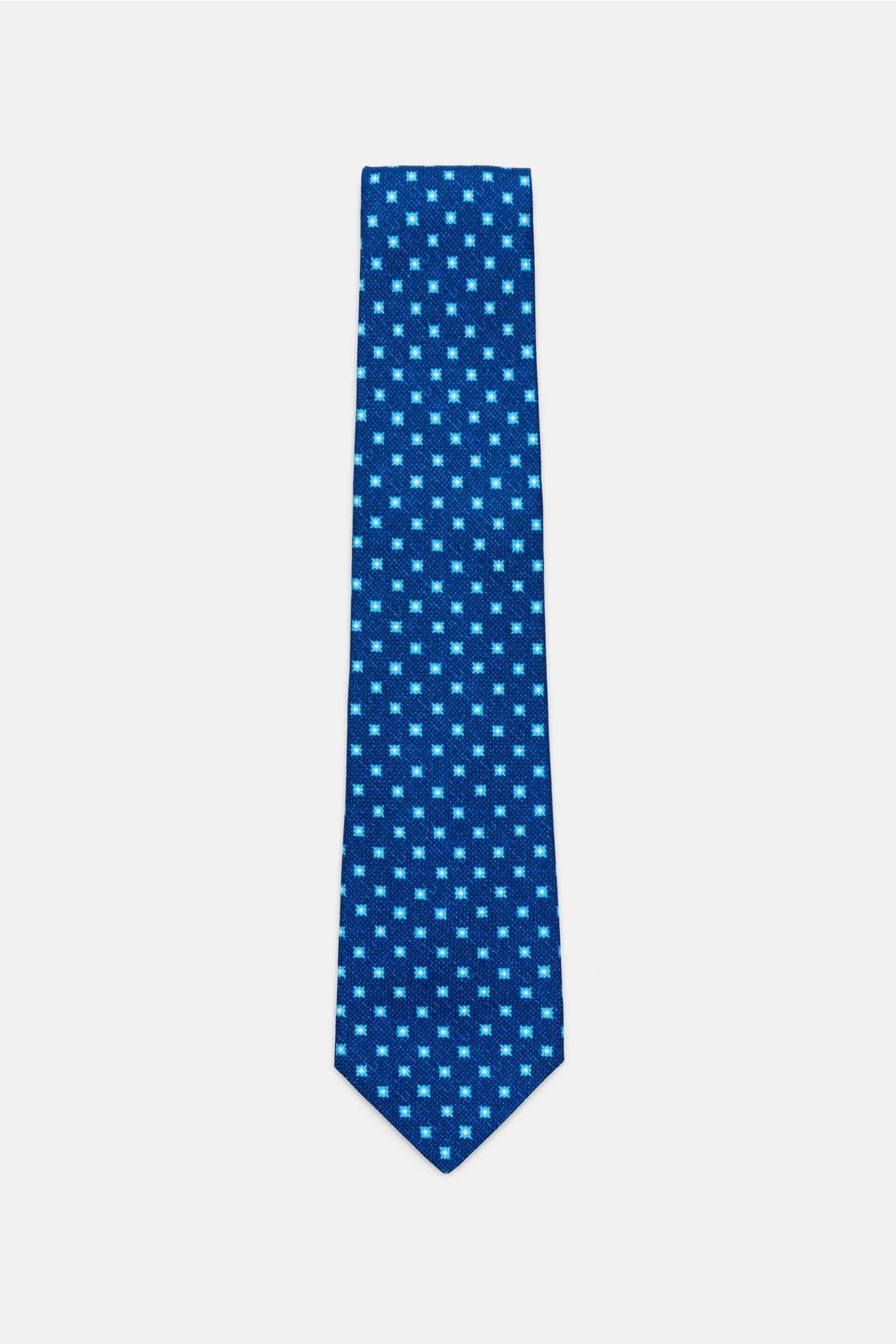 Silk tie navy/azure patterned