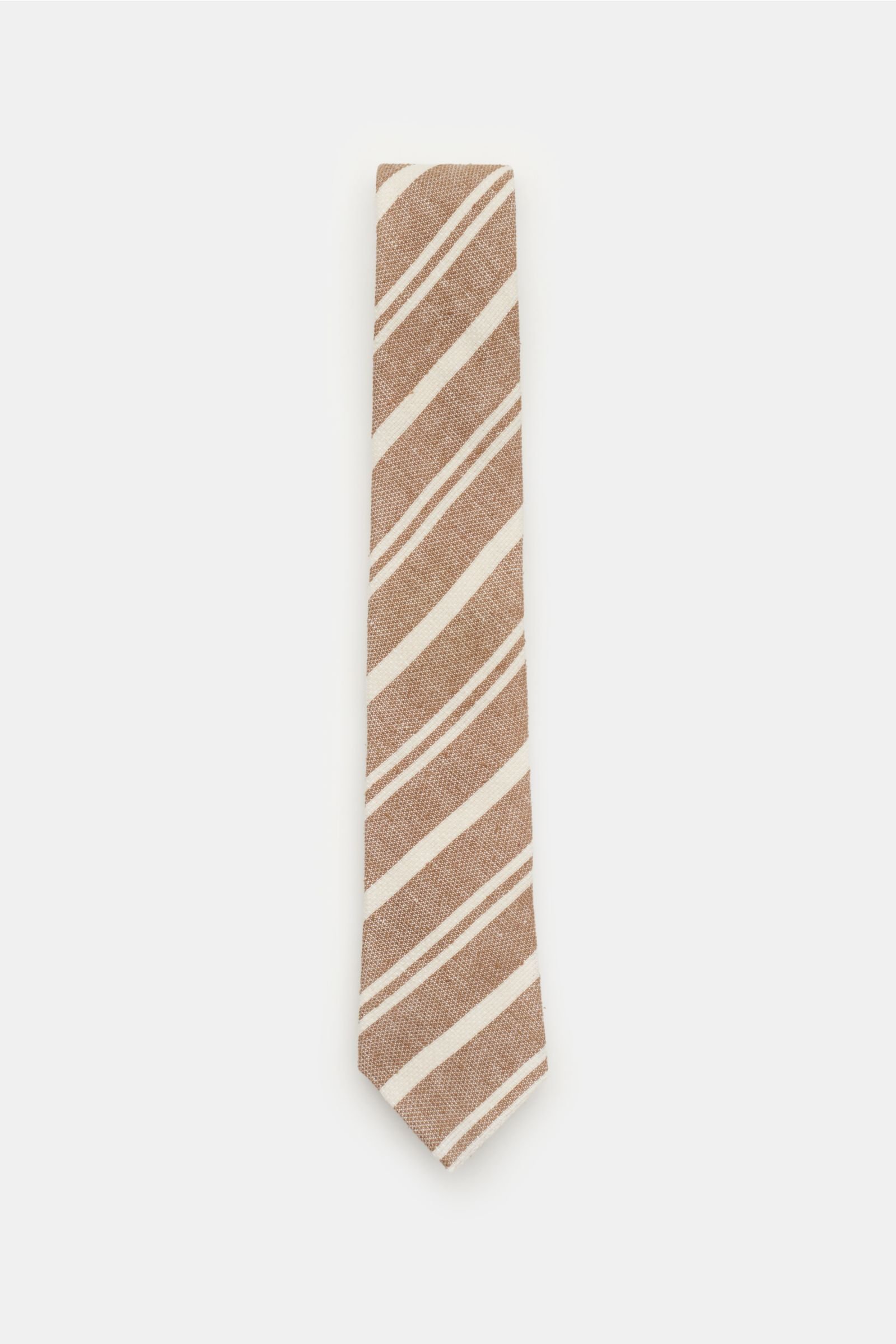 Linen tie grey-brown/cream striped