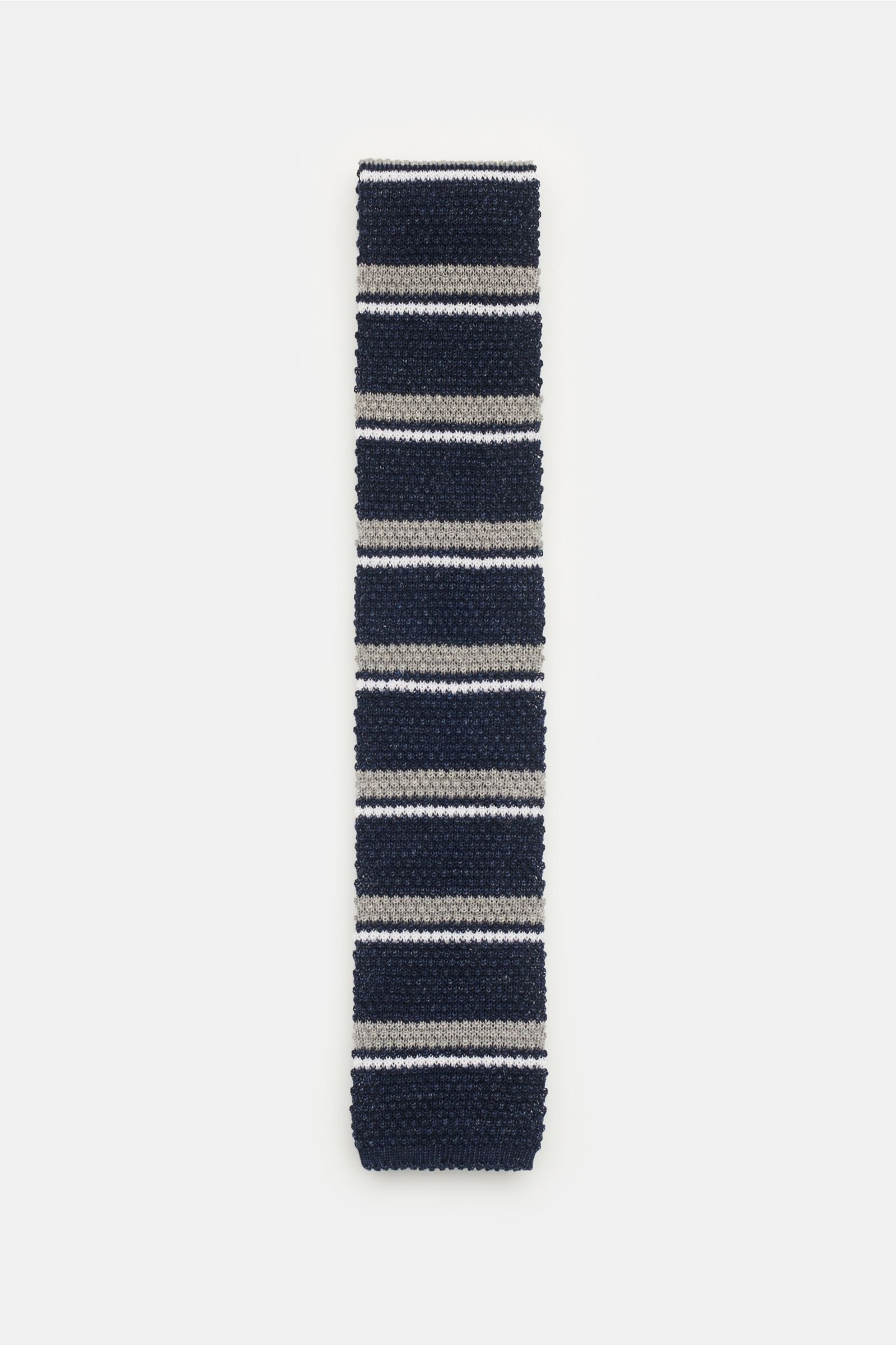 Knitted tie navy/grey striped