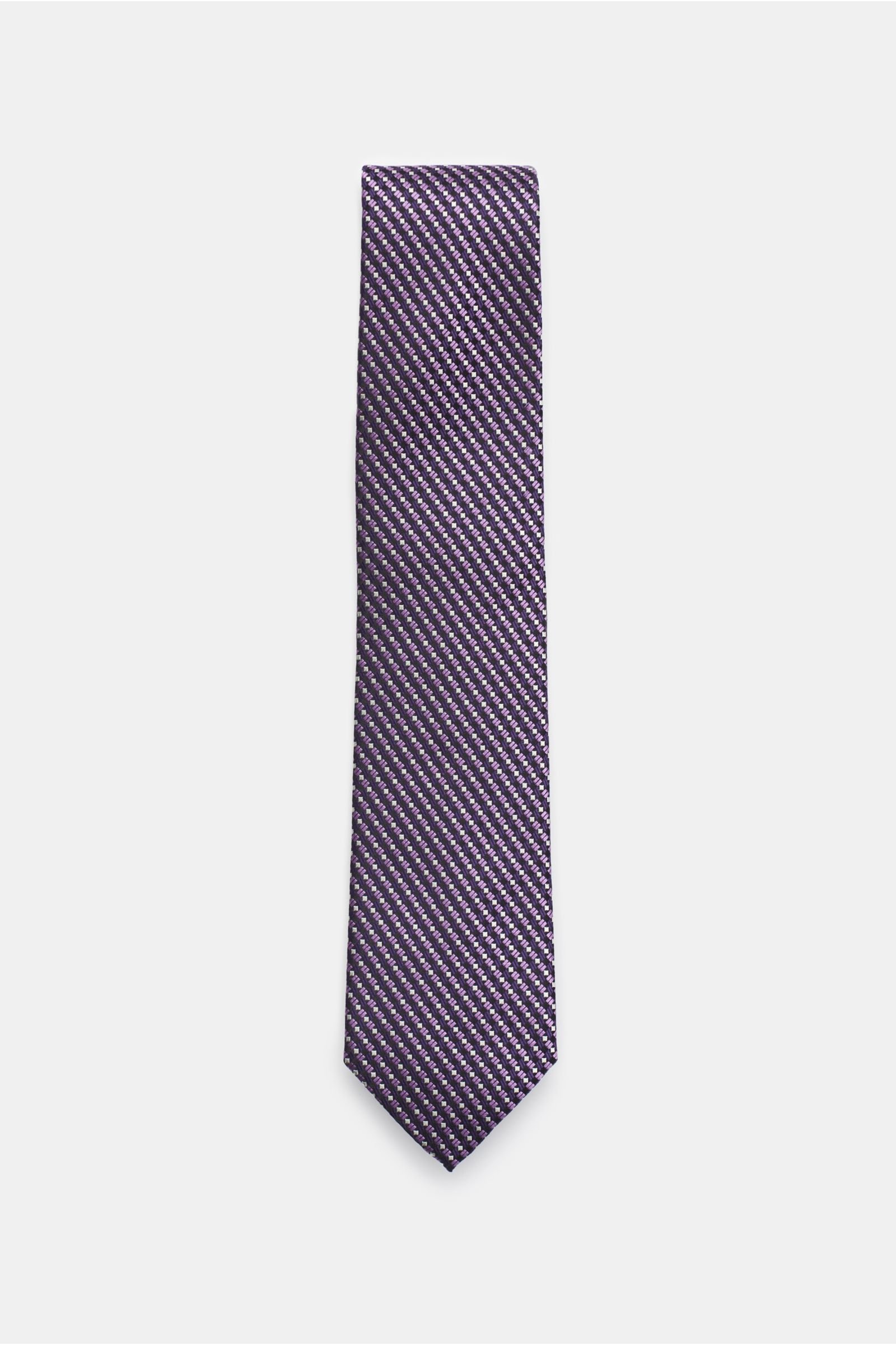 Silk tie purple/black patterned