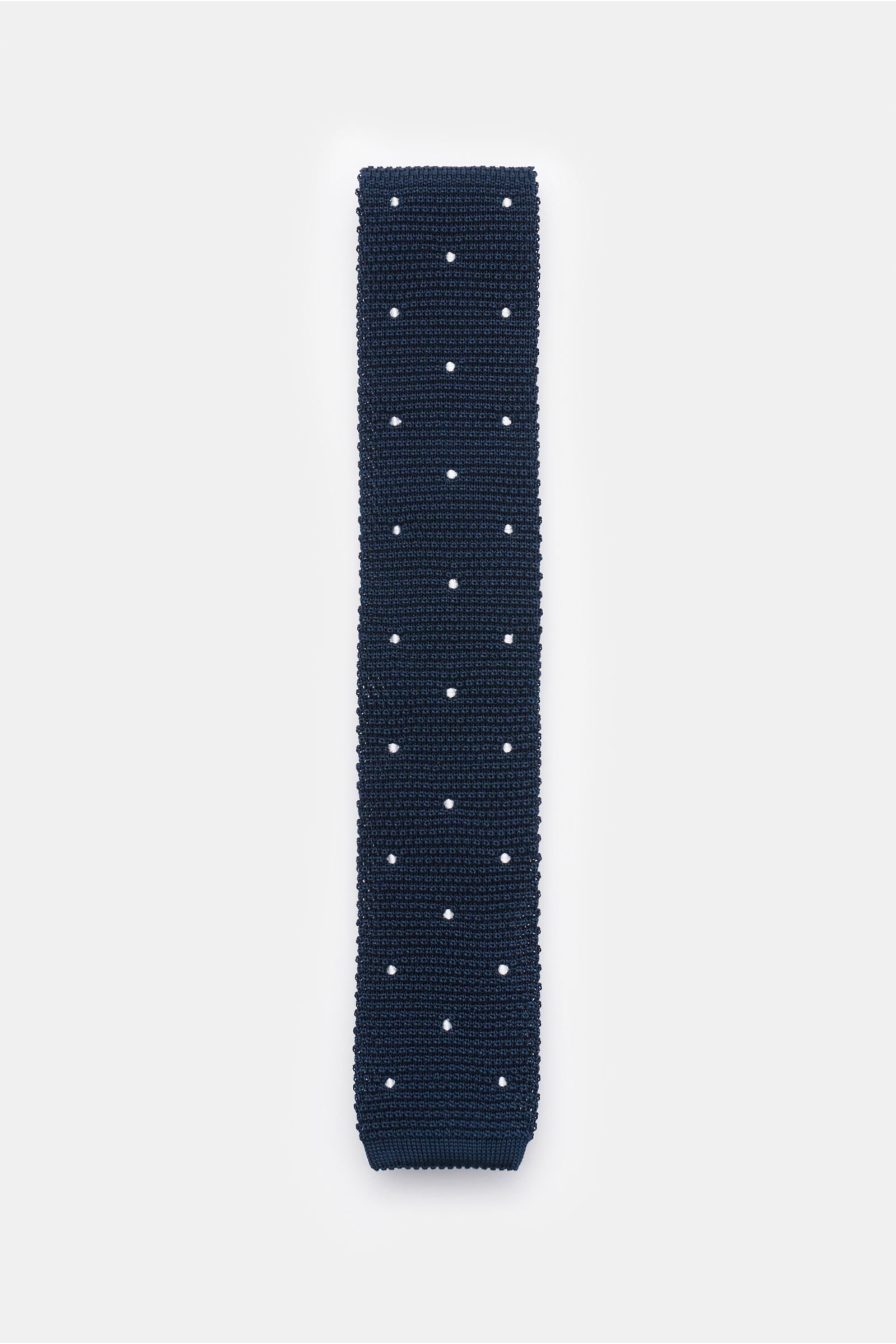 Silk knit tie navy/white dotted