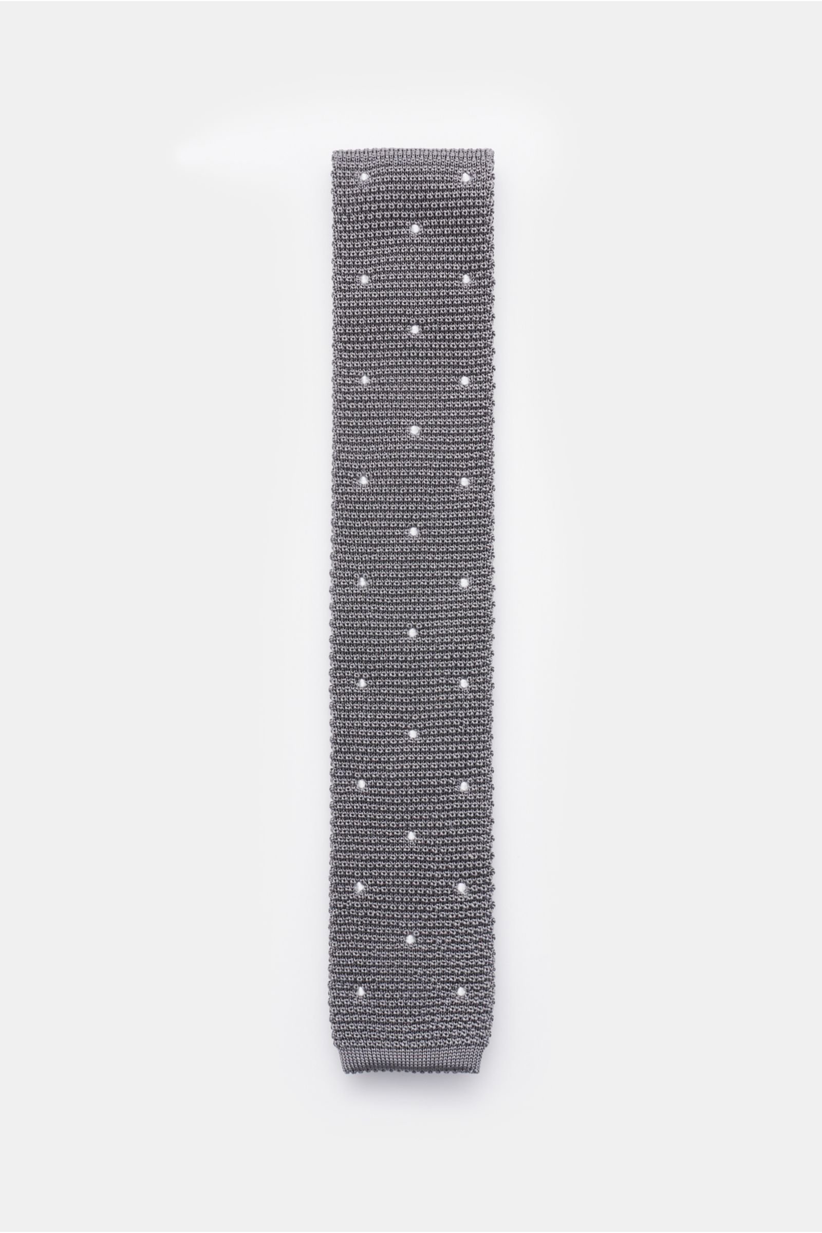 Silk knit tie grey/white dotted