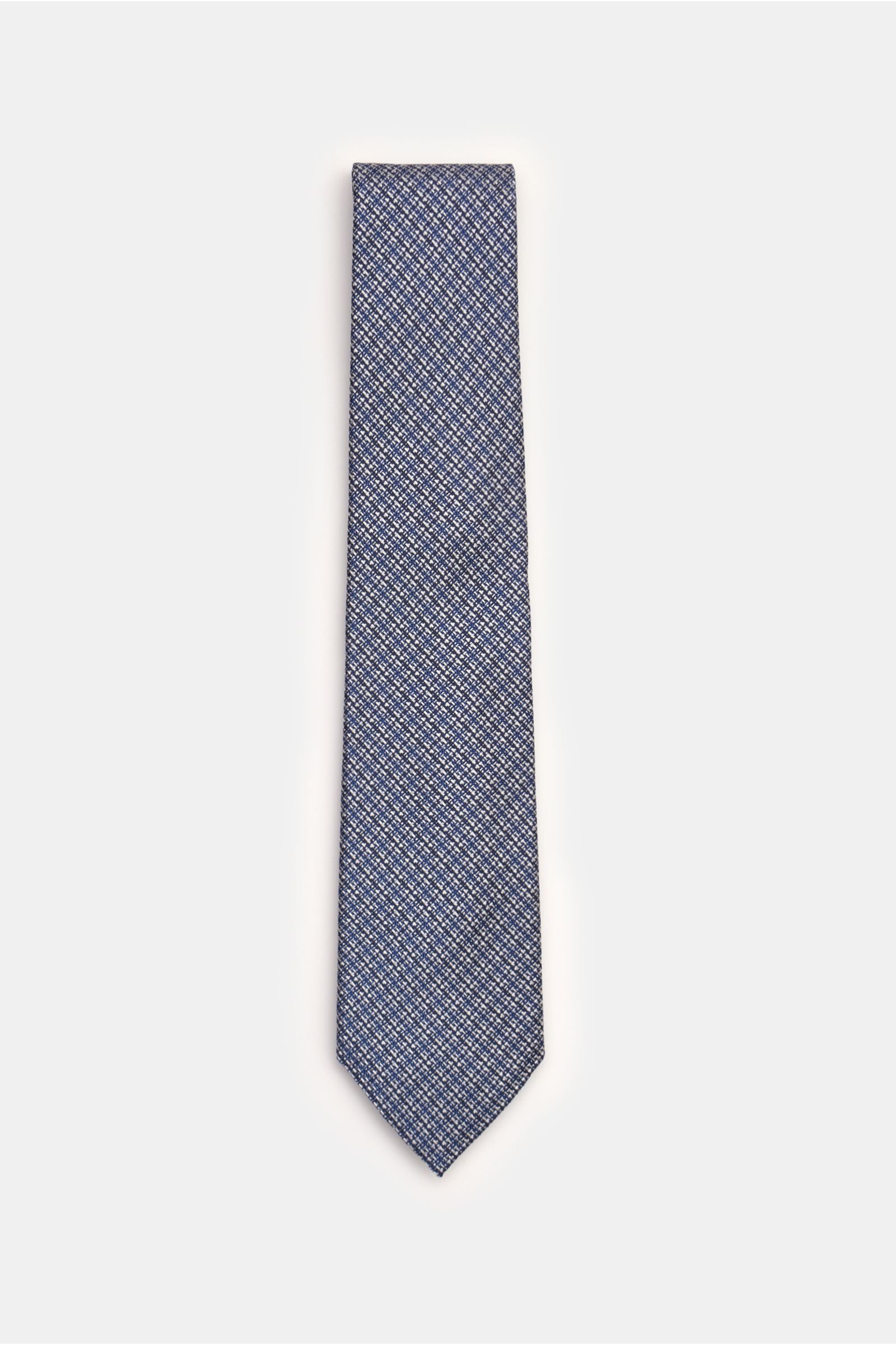 Silk tie smoky blue/silver-grey checked