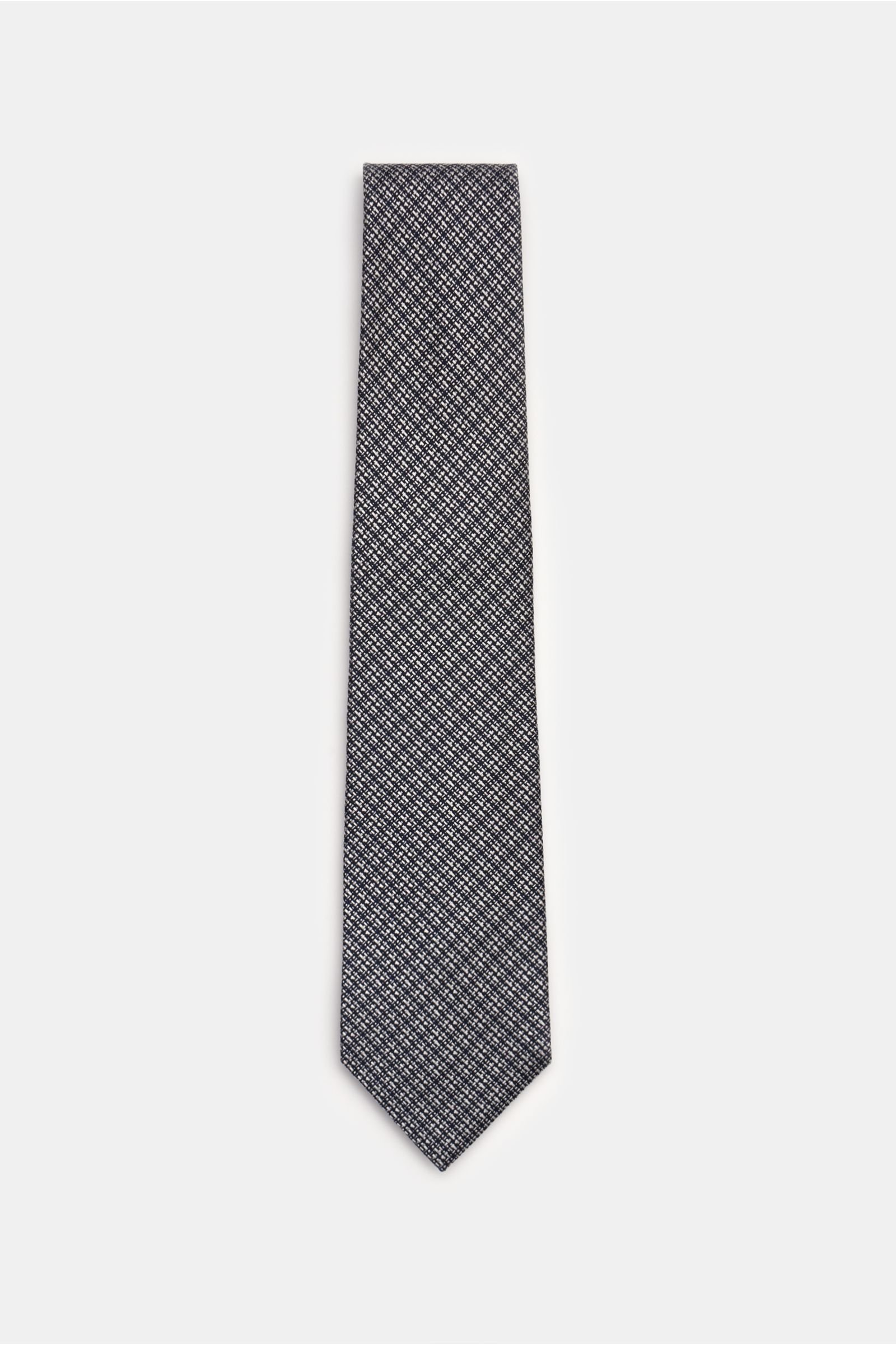 Silk tie navy/silver-grey checked