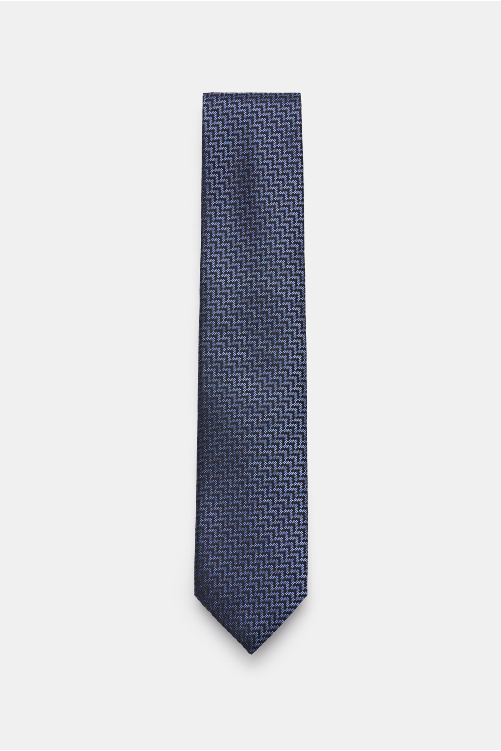 Silk tie smoky blue/black patterned