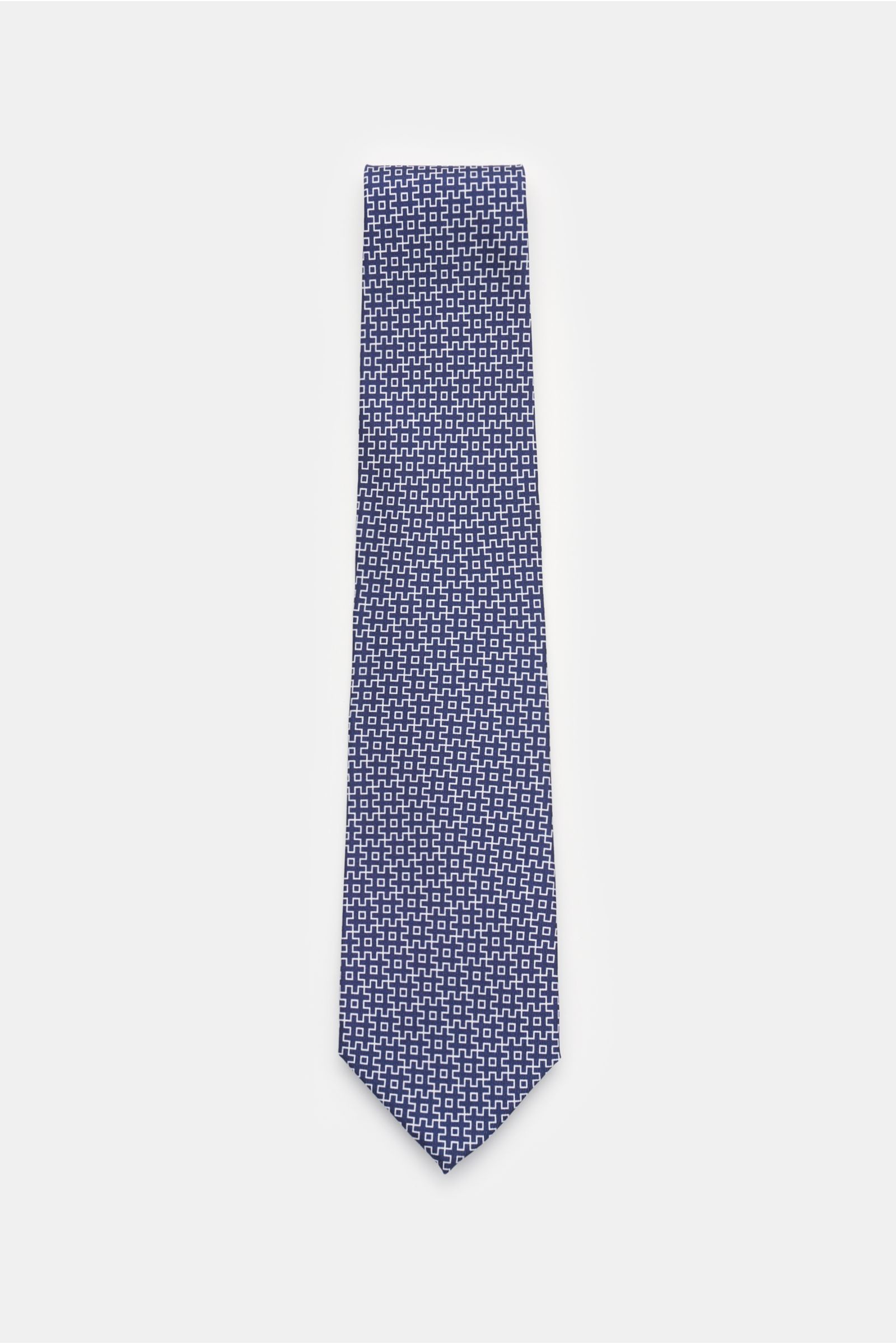 Seidenkrawatte navy/weiß gemustert