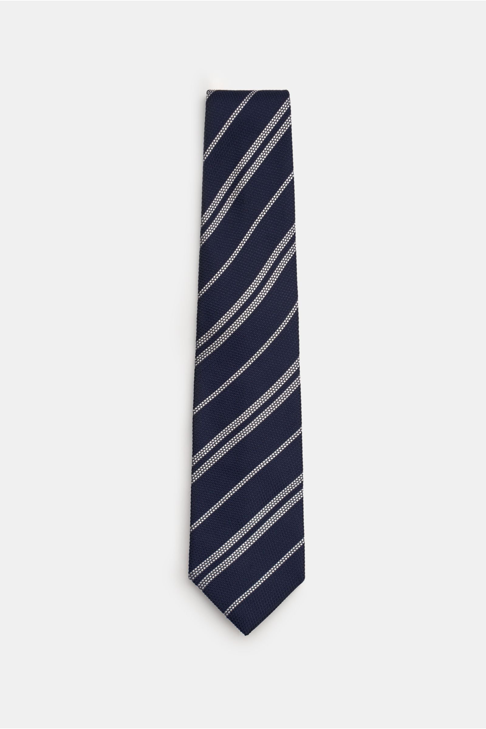 Silk tie navy/silver-grey striped