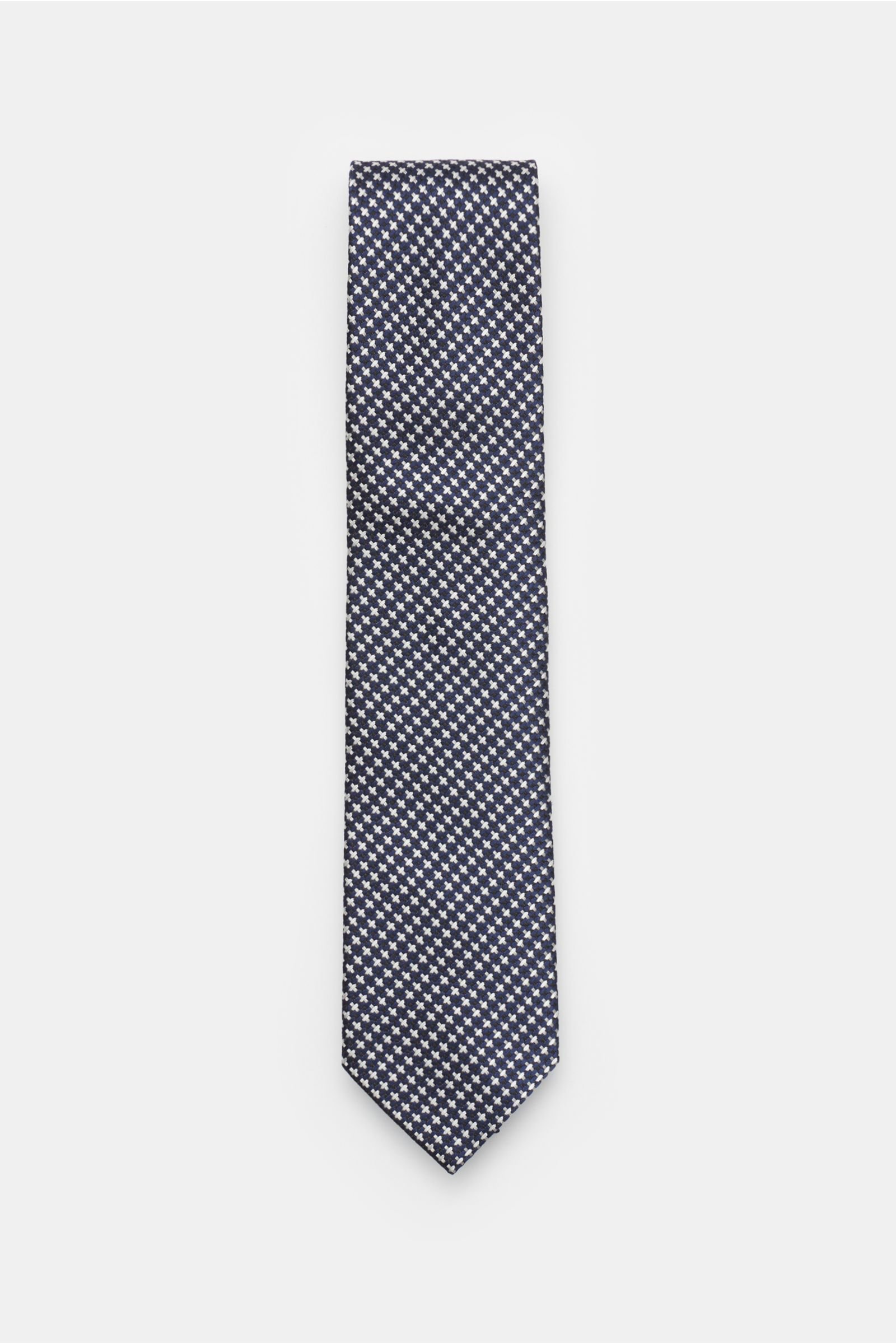 Silk tie navy/grey patterned