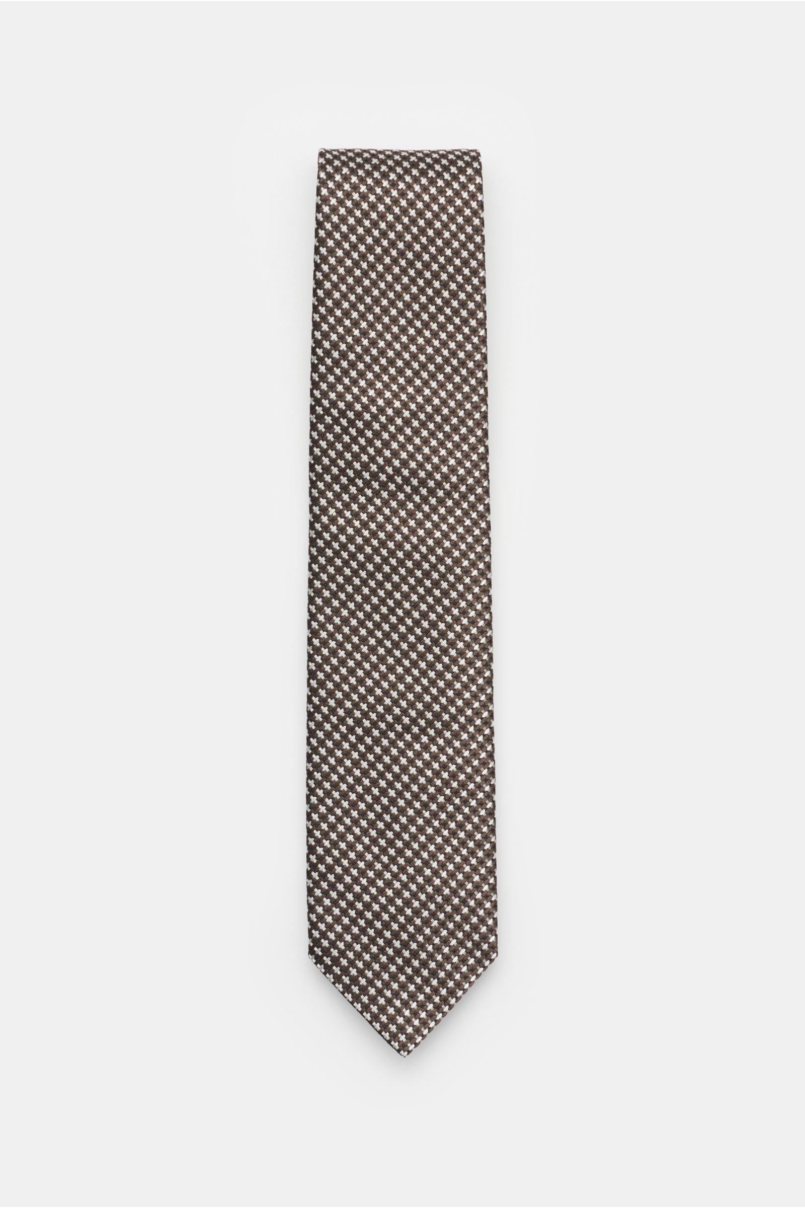Silk tie brown/grey patterned