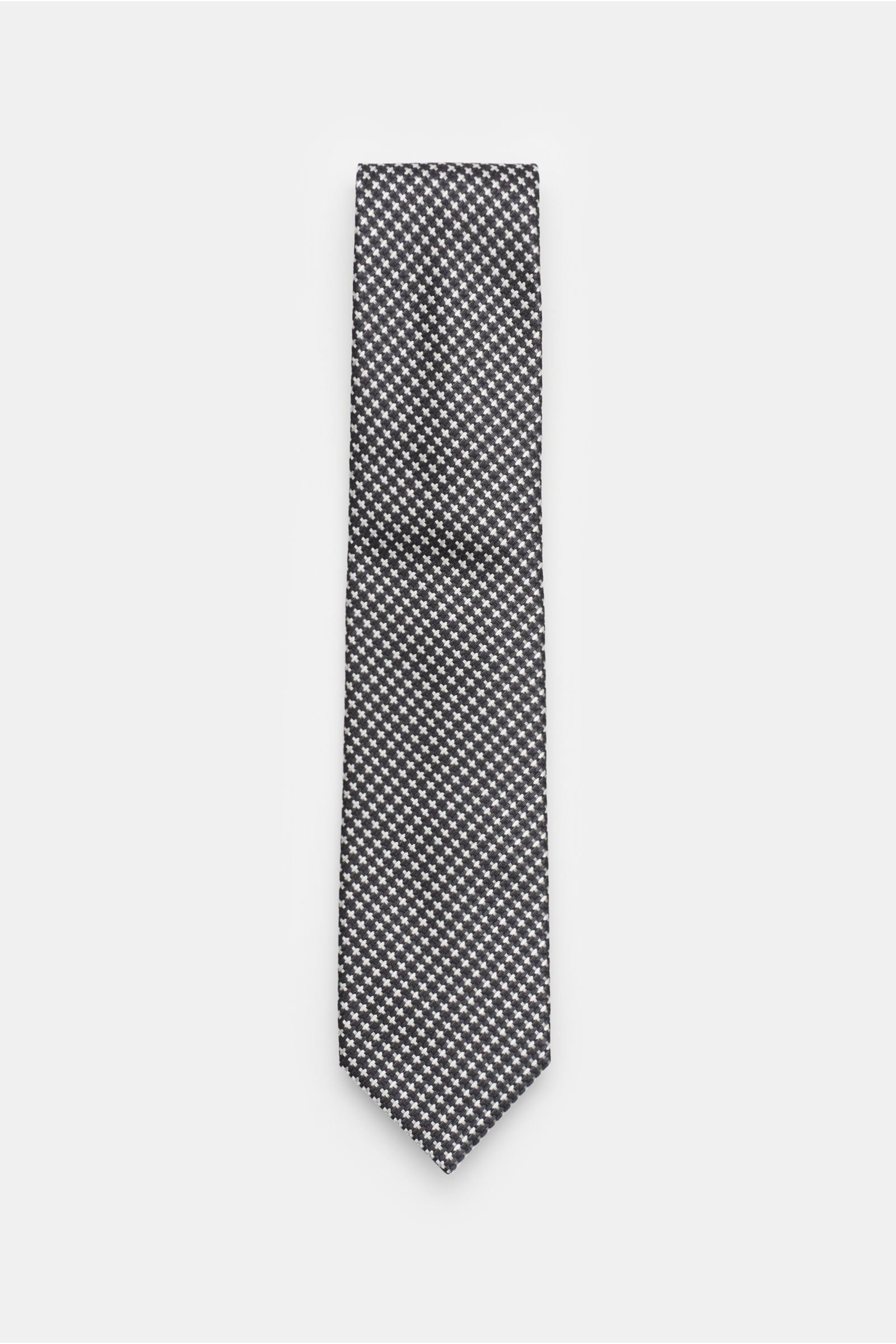 Silk tie anthracite/grey patterned