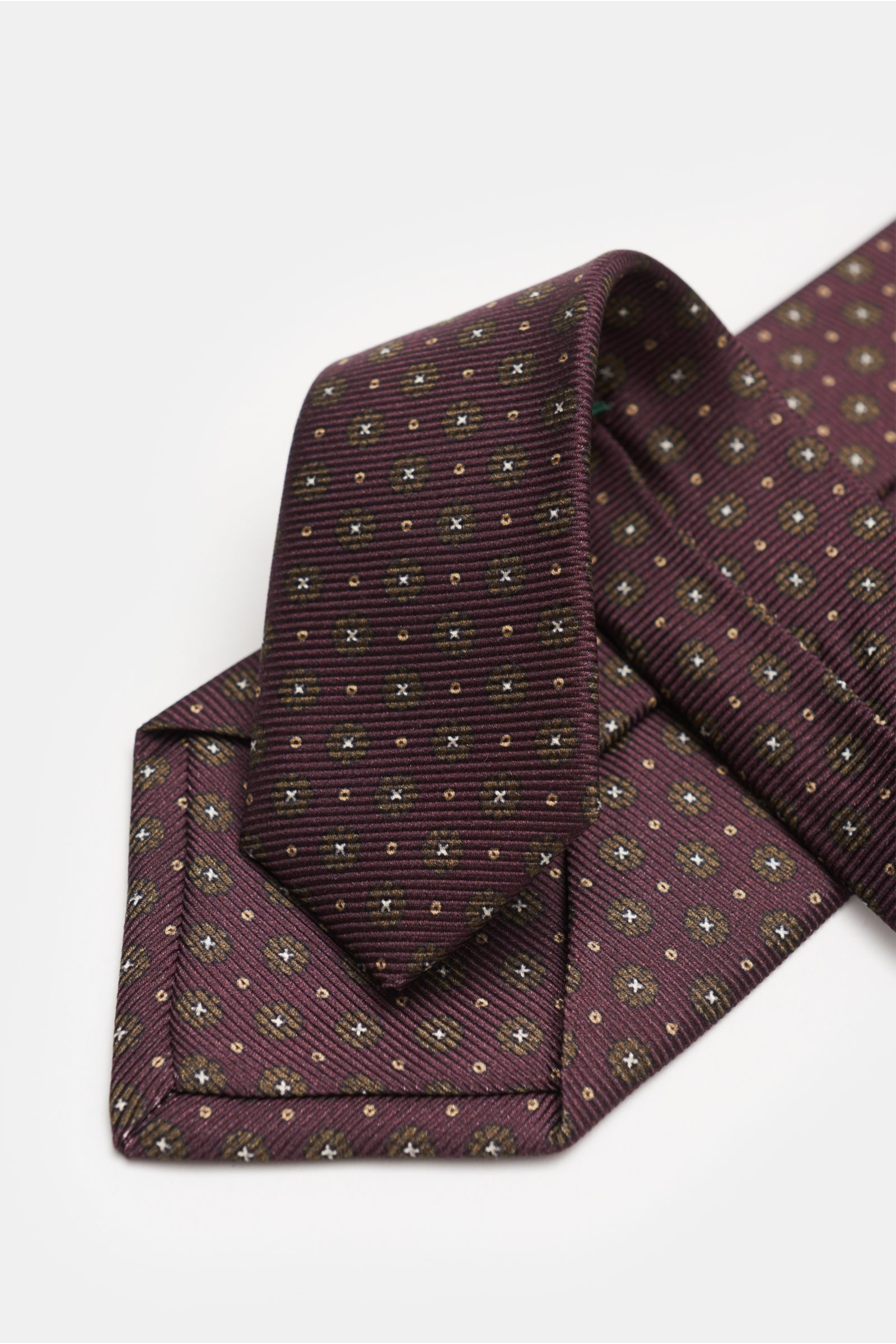 Borrelli Silk tie burgundy/khaki patterned
