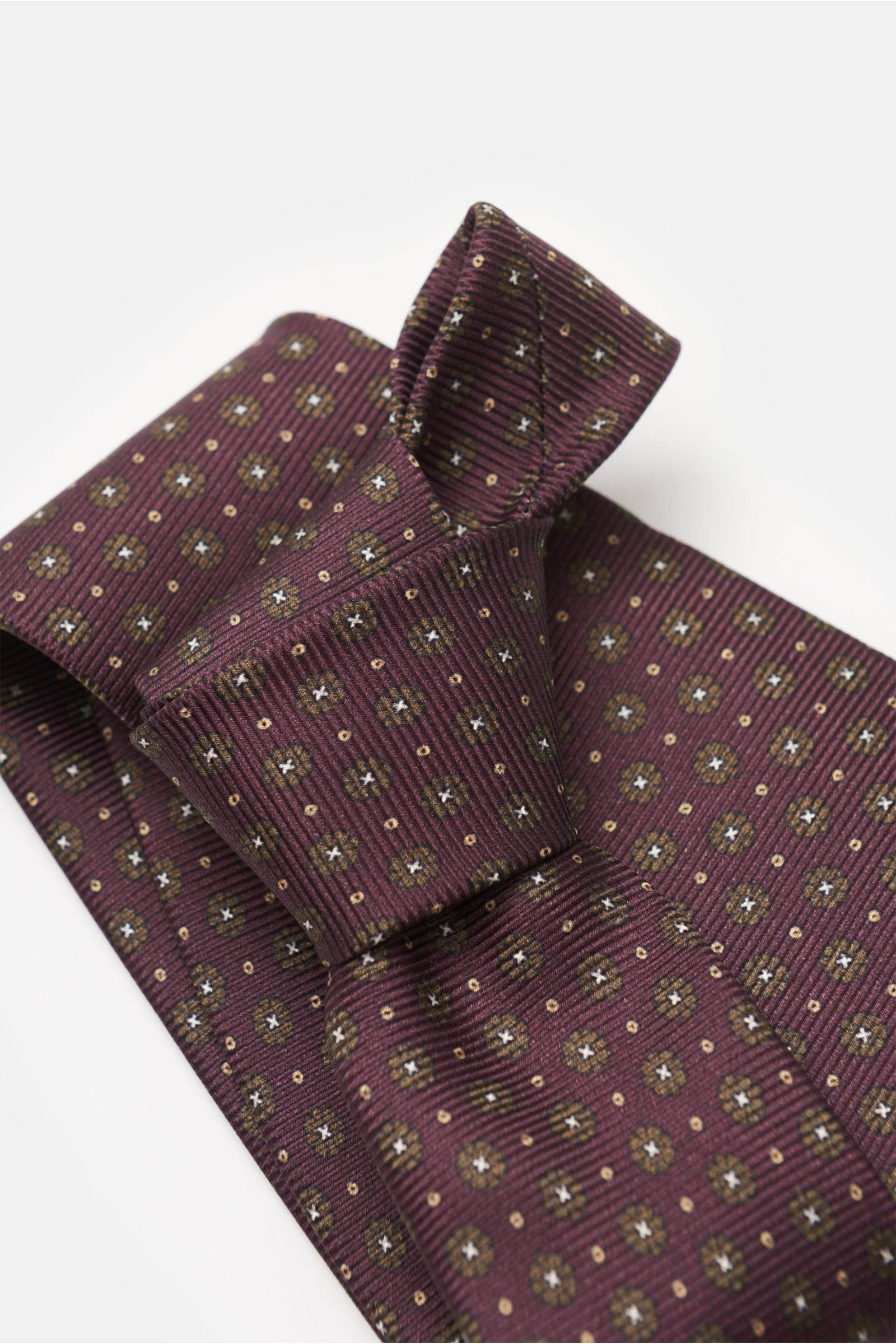 Borrelli Silk tie burgundy/khaki patterned
