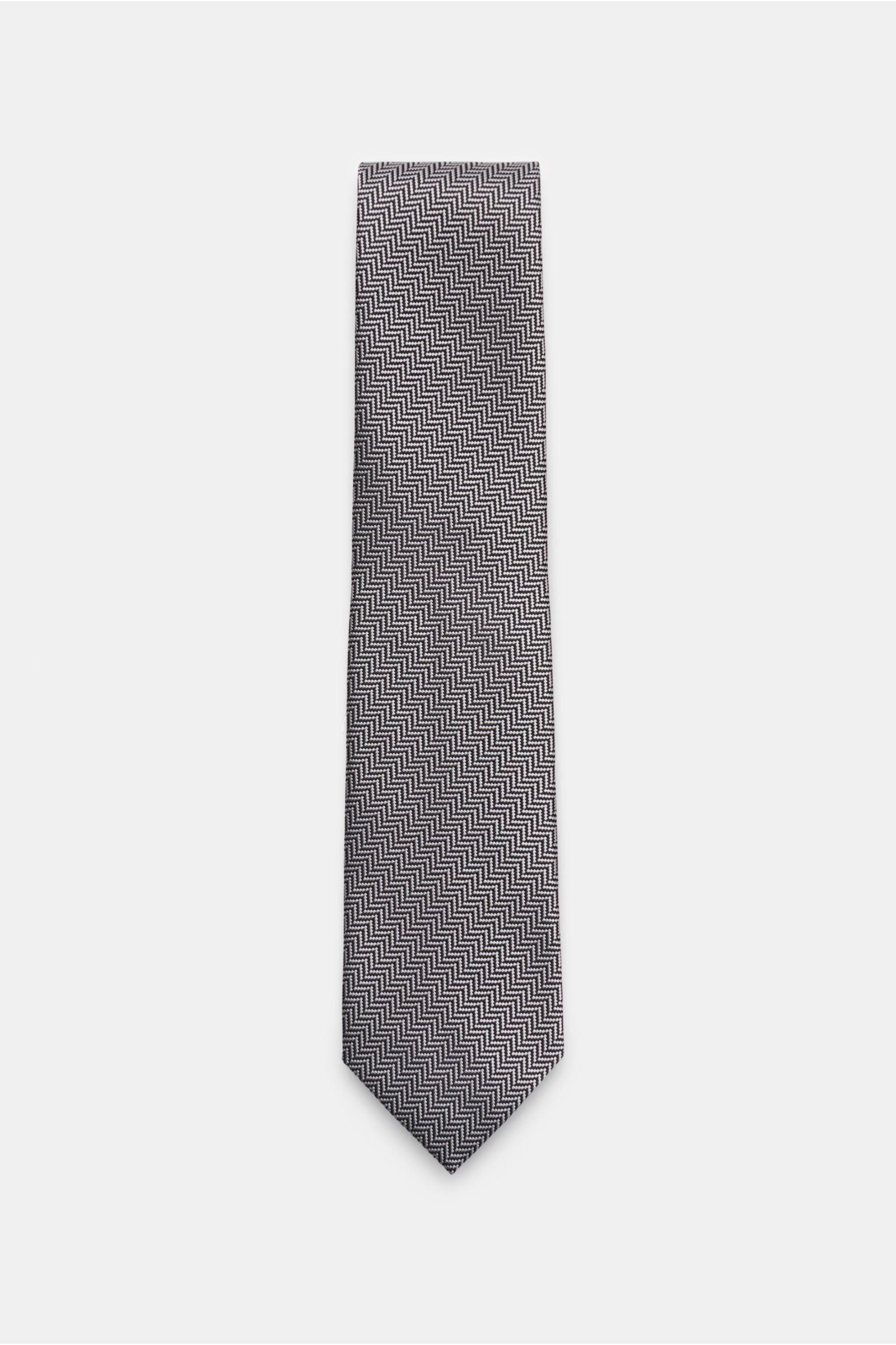 Silk tie grey/black patterned