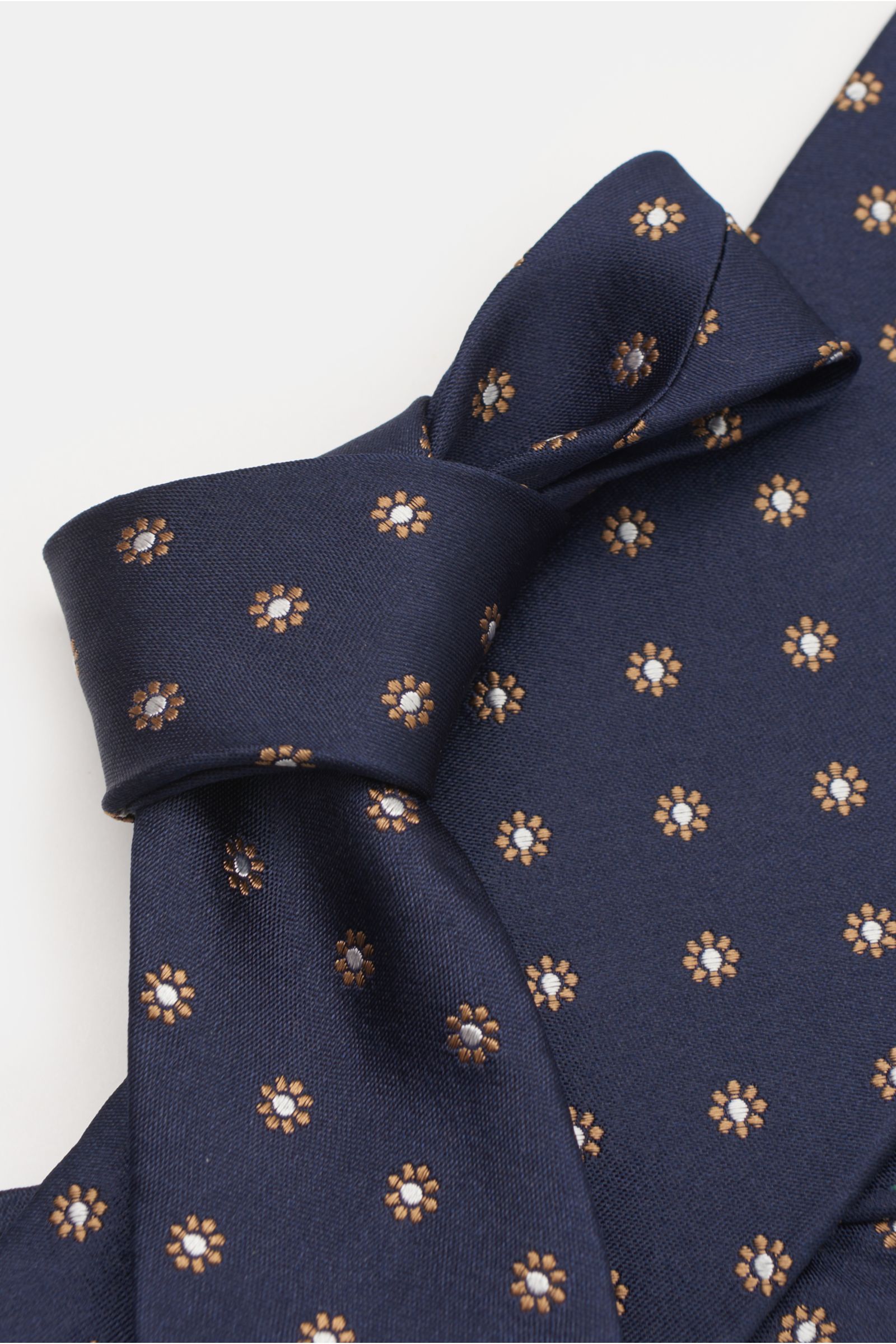 Borrelli Seidenkrawatte navy/beige/weiß gemustert