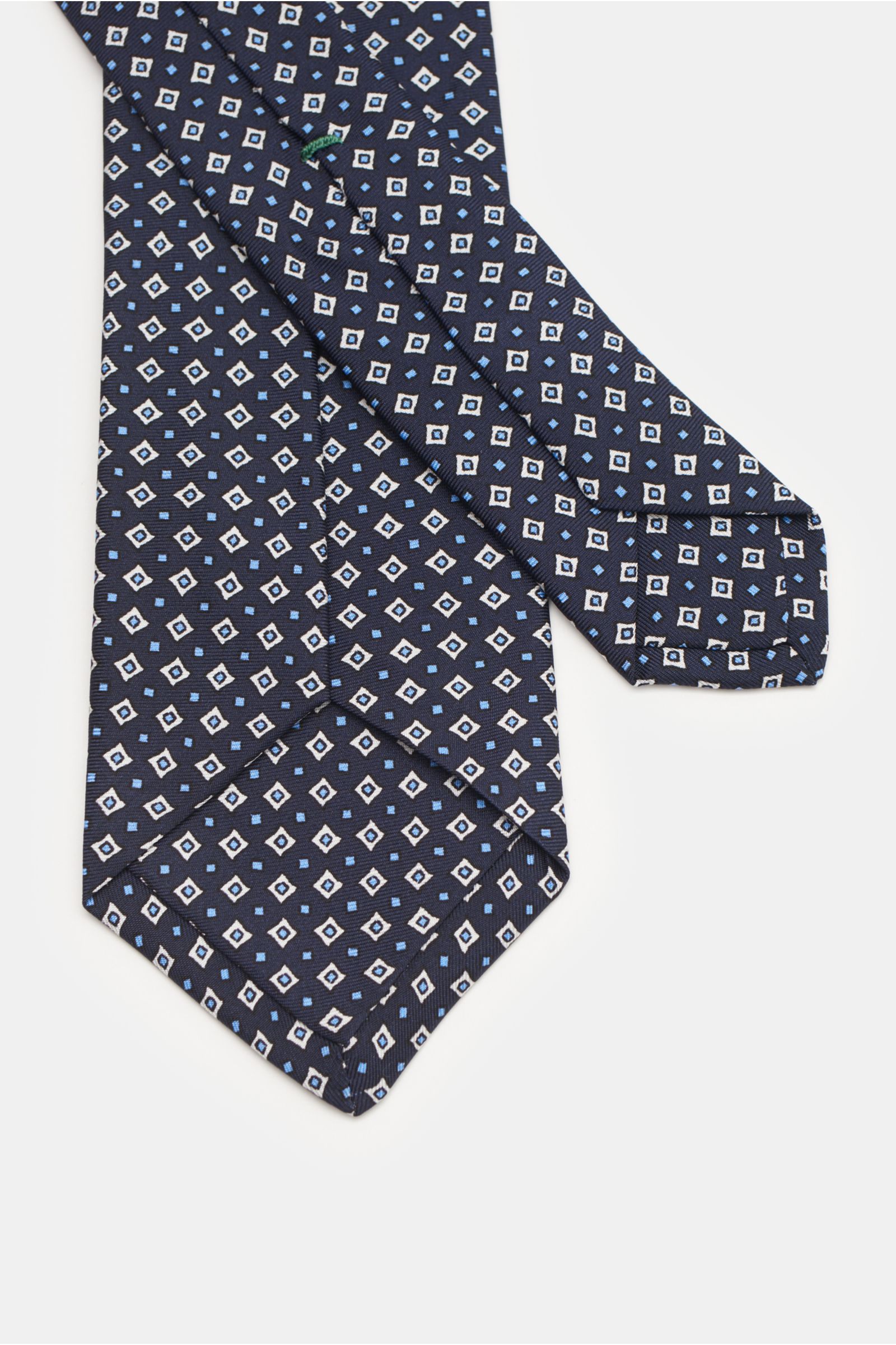 Borrelli Seidenkrawatte navy/offwhite/hellblau gemustert