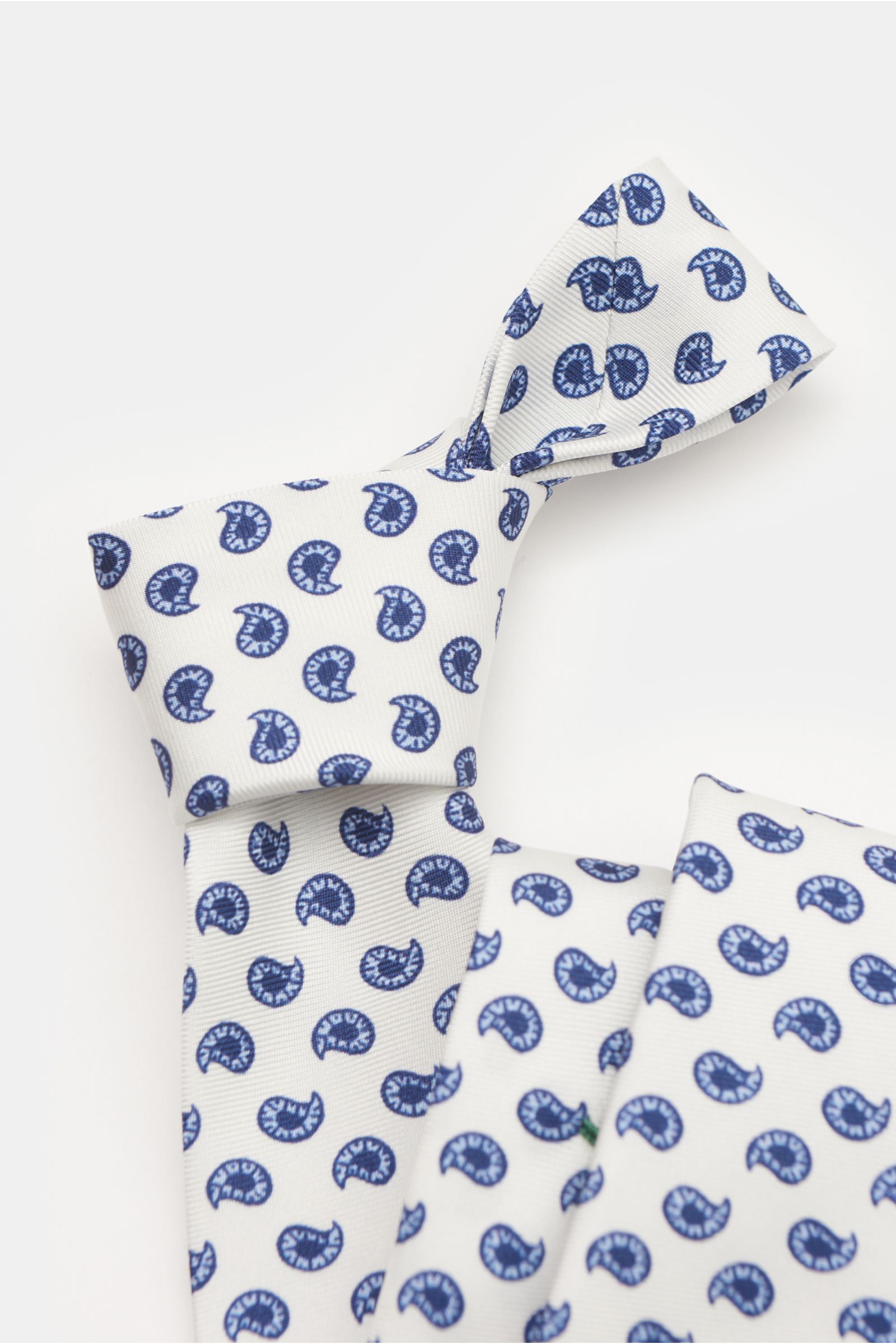 Borrelli Seidenkrawatte offwhite/hellblau/navy gemustert