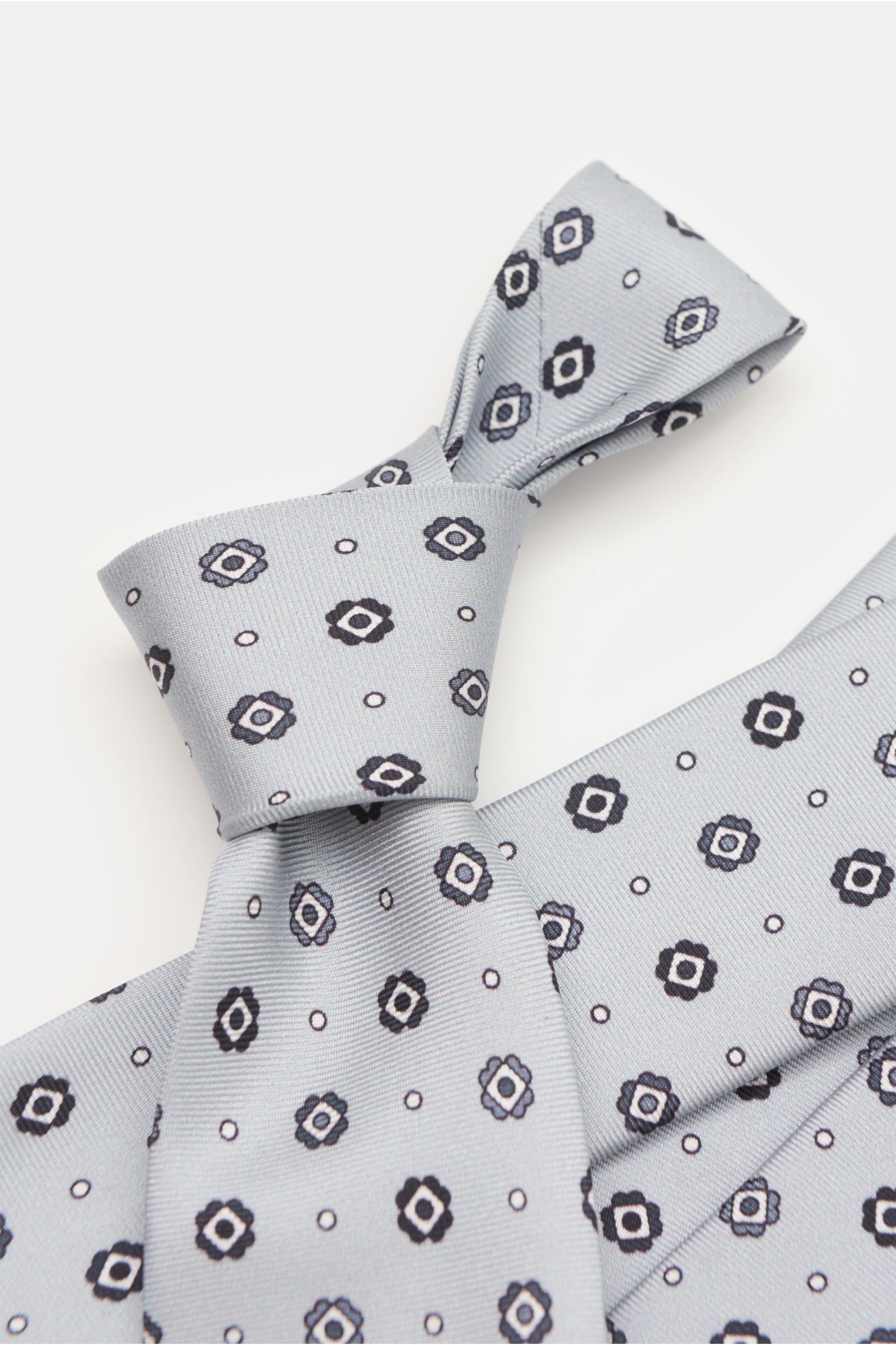 Borrelli Silk tie grey/white/black patterned