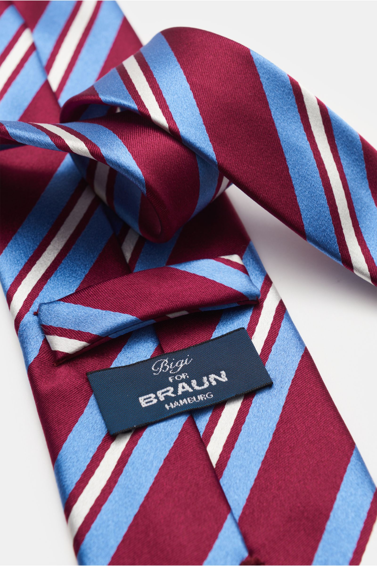 Bigi Silk tie 'Rio' burgundy/blue/silver-grey striped