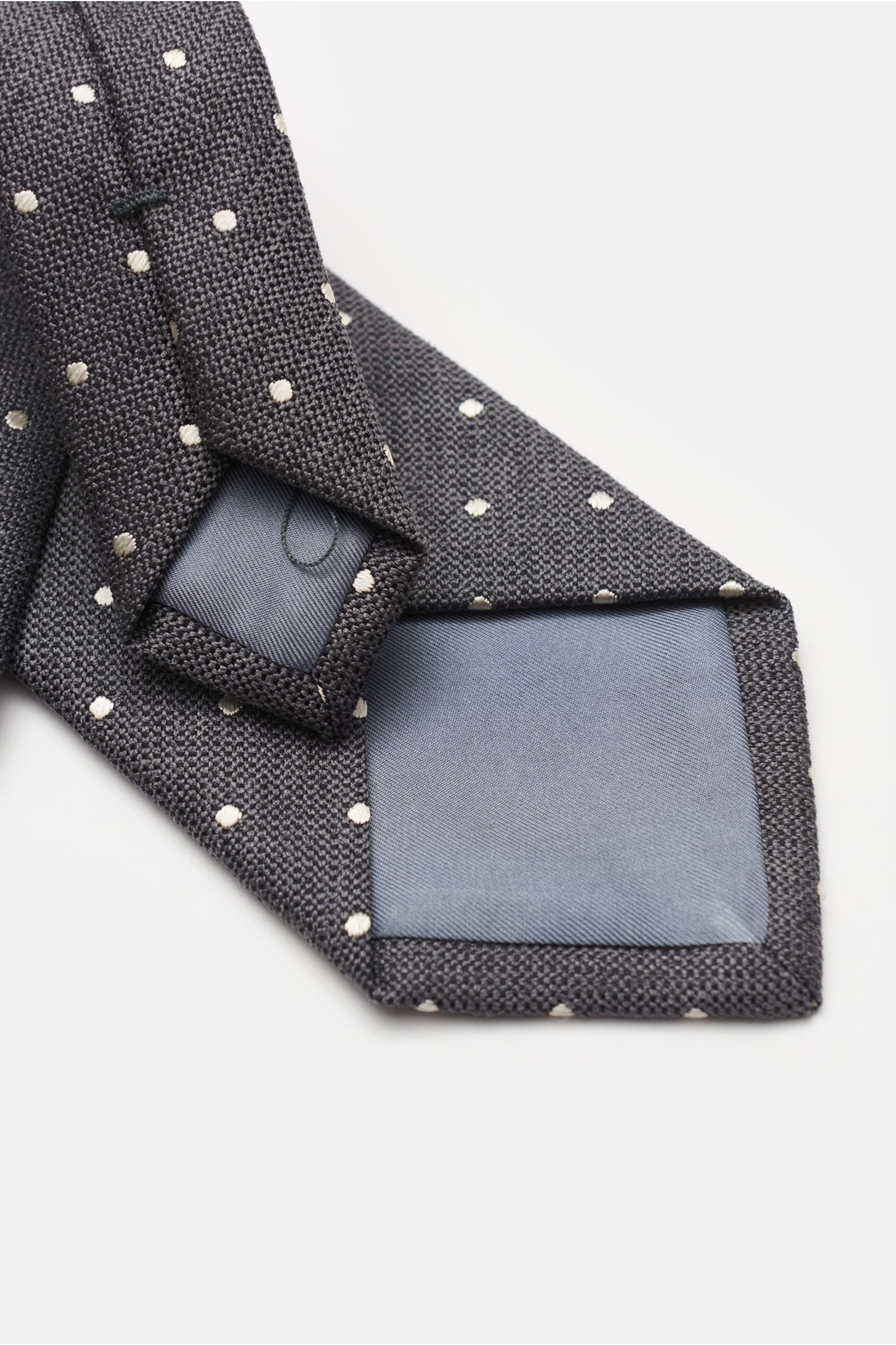 Bigi Seidenkrawatte 'Loira' dunkelgrau/silbergrau gepunktet