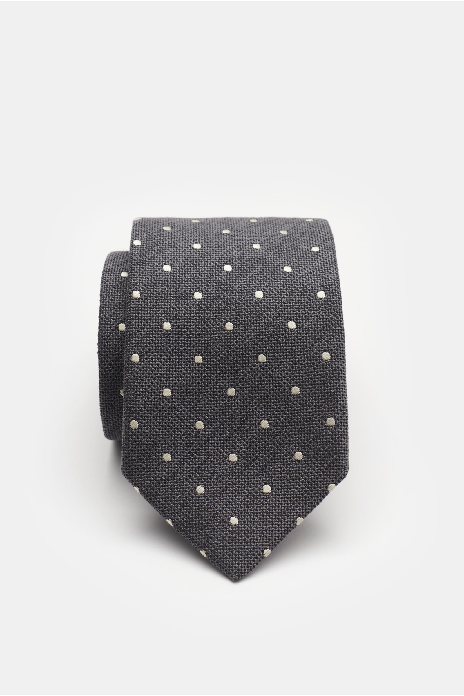 Bigi Seidenkrawatte 'Loira' dunkelgrau/silbergrau gepunktet