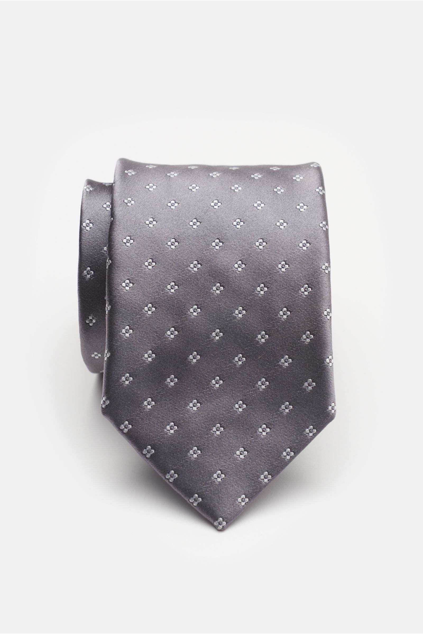 Bigi Silk tie 'Senna' grey/light grey patterned