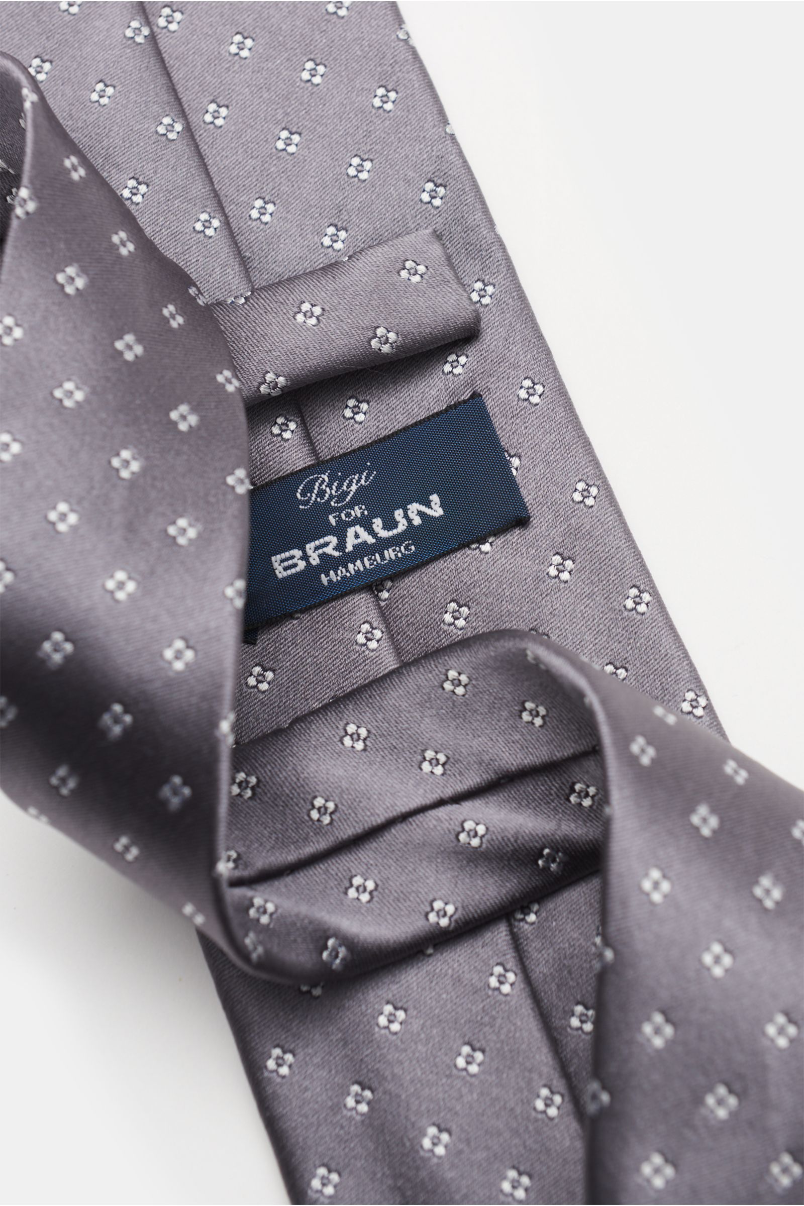 Bigi Silk tie 'Senna' grey/light grey patterned