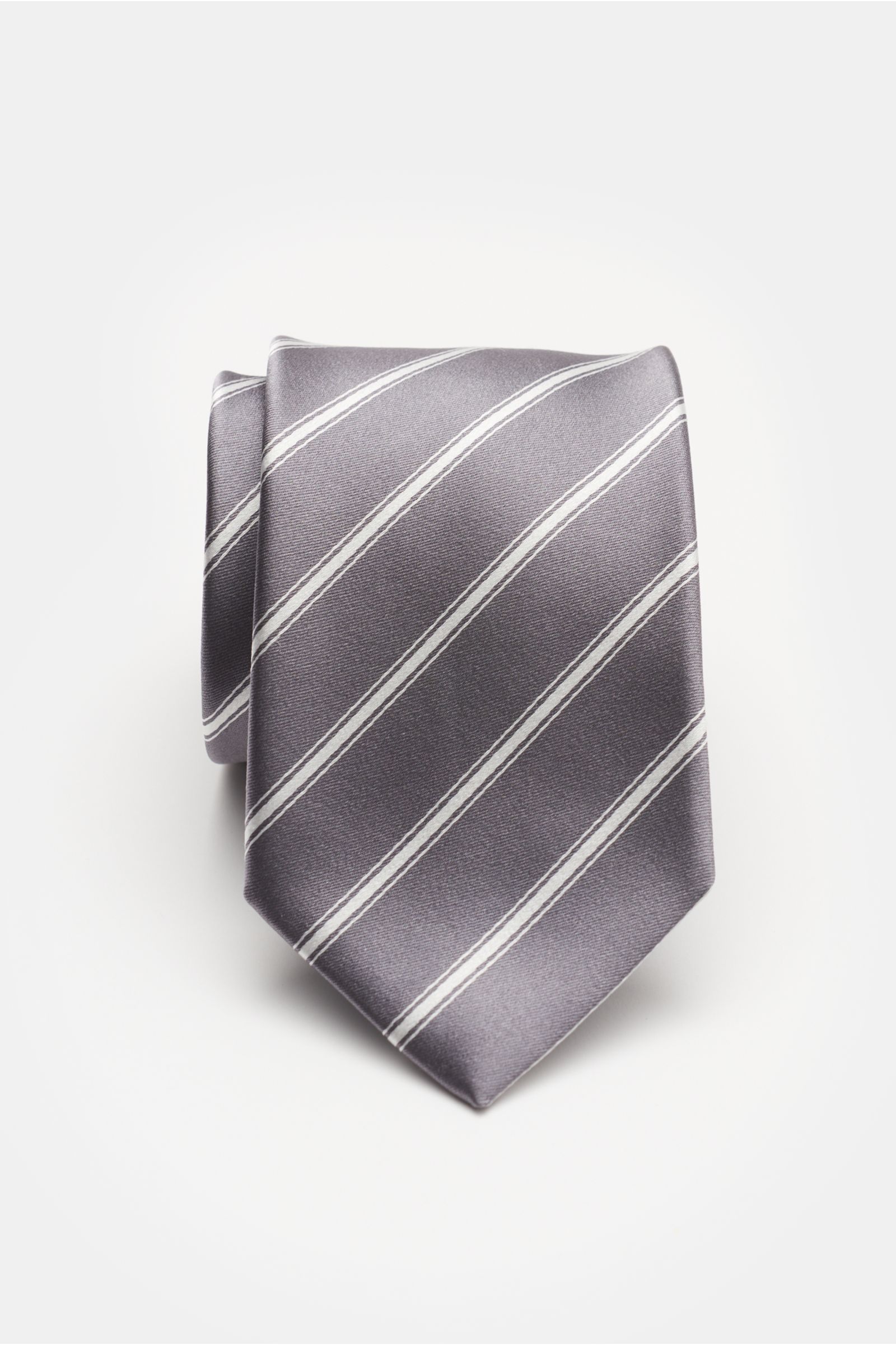 Bigi Seidenkrawatte 'Senna' grau/offwhite gestreift