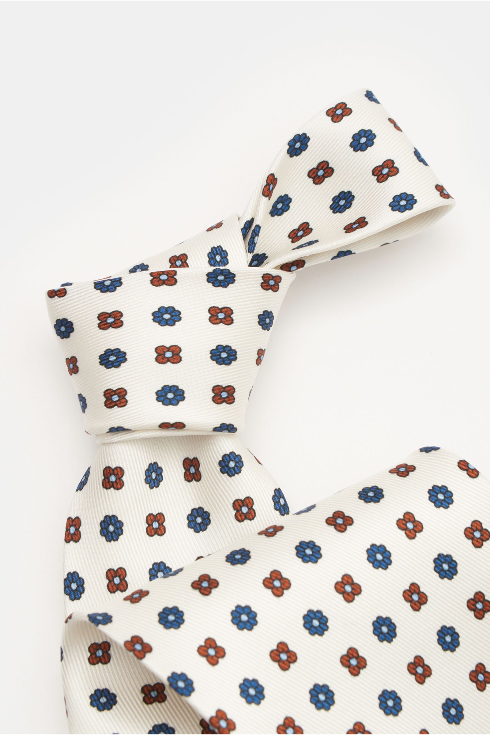 Eddy Monetti Seidenkrawatte offwhite/navy/braun gemustert