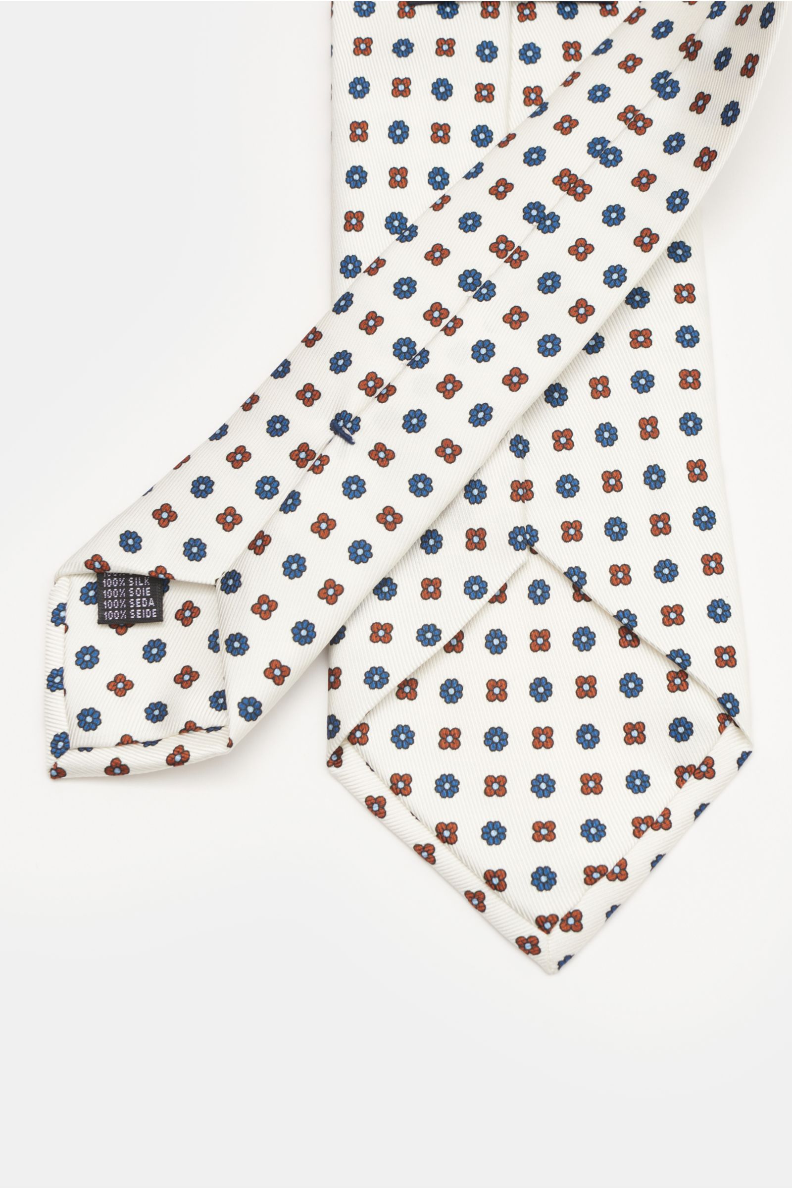 Eddy Monetti Seidenkrawatte offwhite/navy/braun gemustert