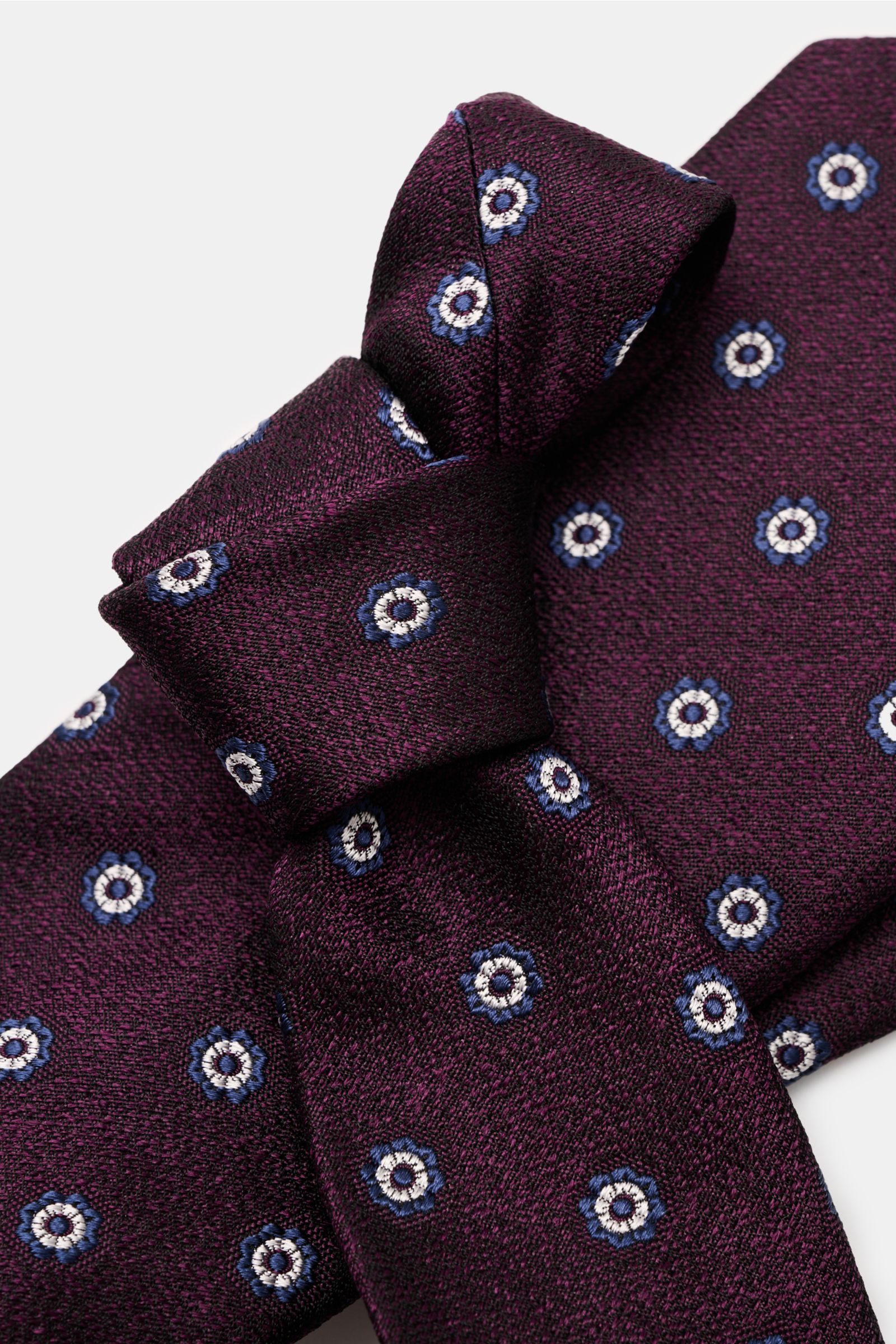 Zegna Seidenkrawatte dunkelviolett/dunkelblau/offwhite gemustert