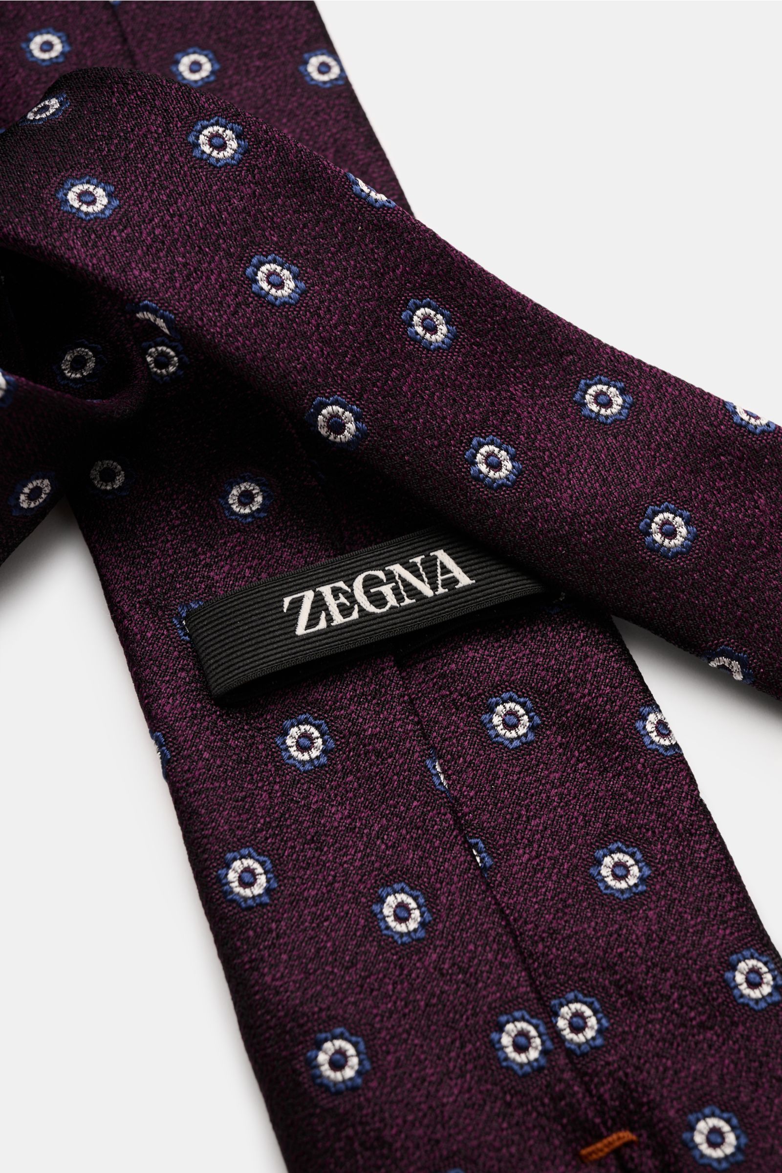 Zegna Seidenkrawatte dunkelviolett/dunkelblau/offwhite gemustert