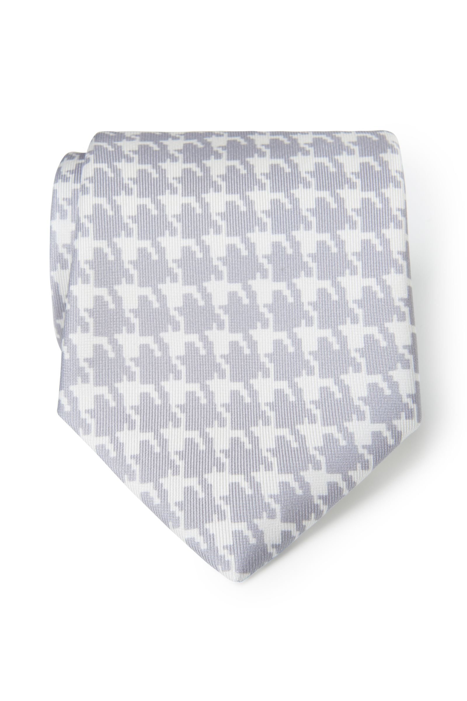 Silk tie light grey patterned