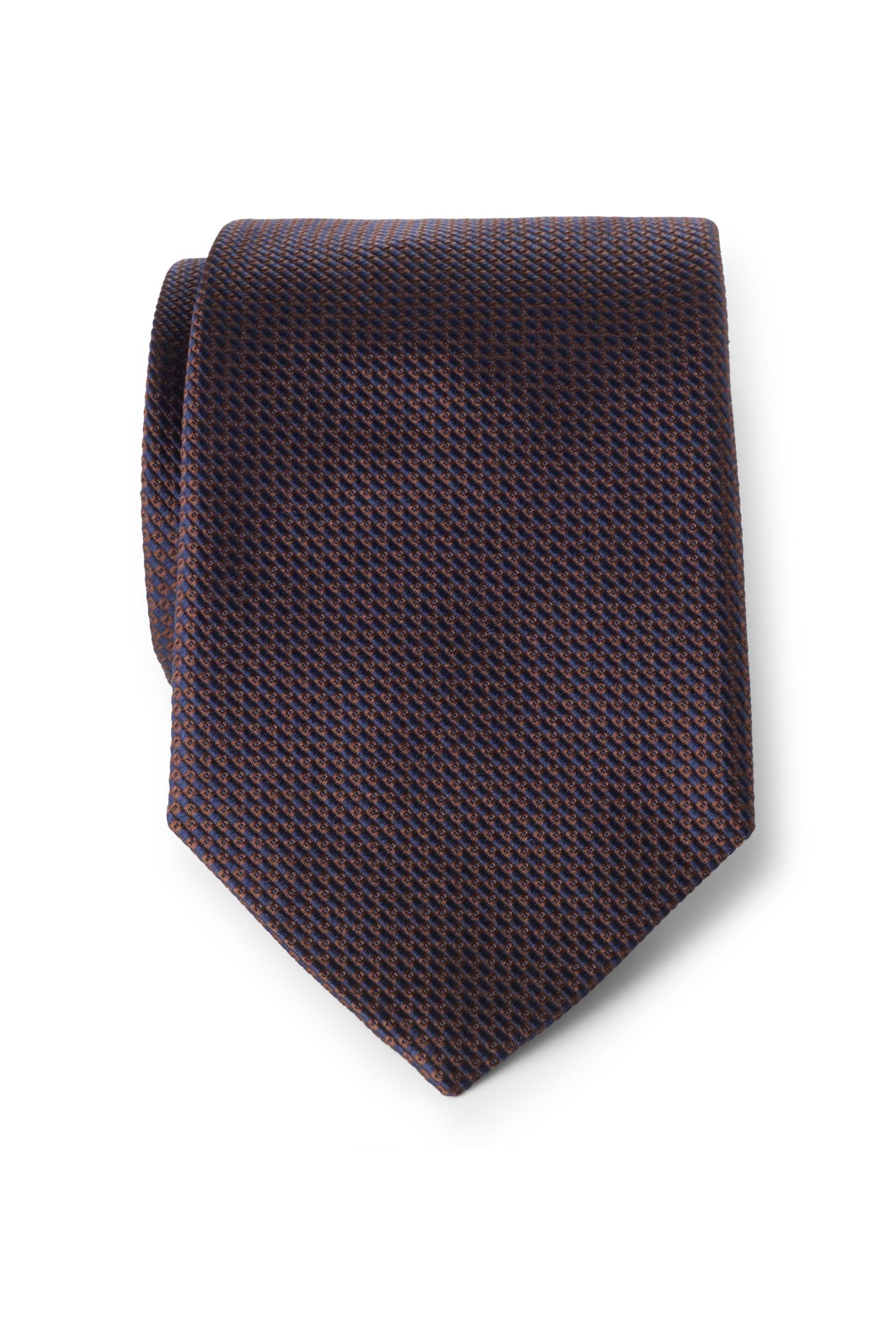 Silk tie dark brown patterned