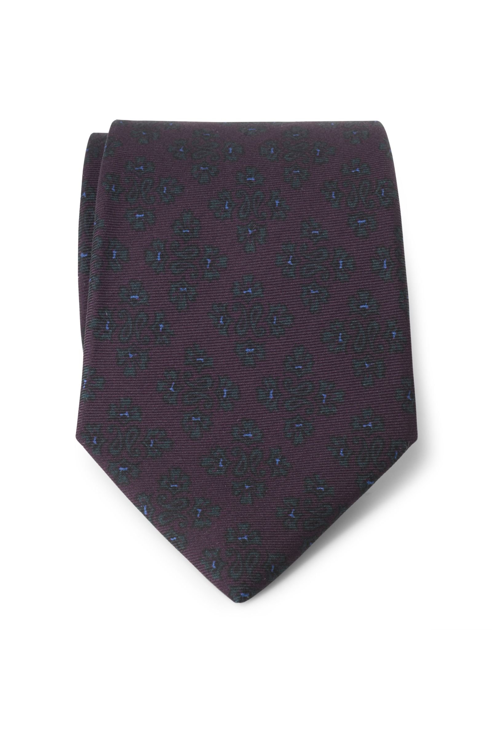 Silk tie burgundy/dark green patterned