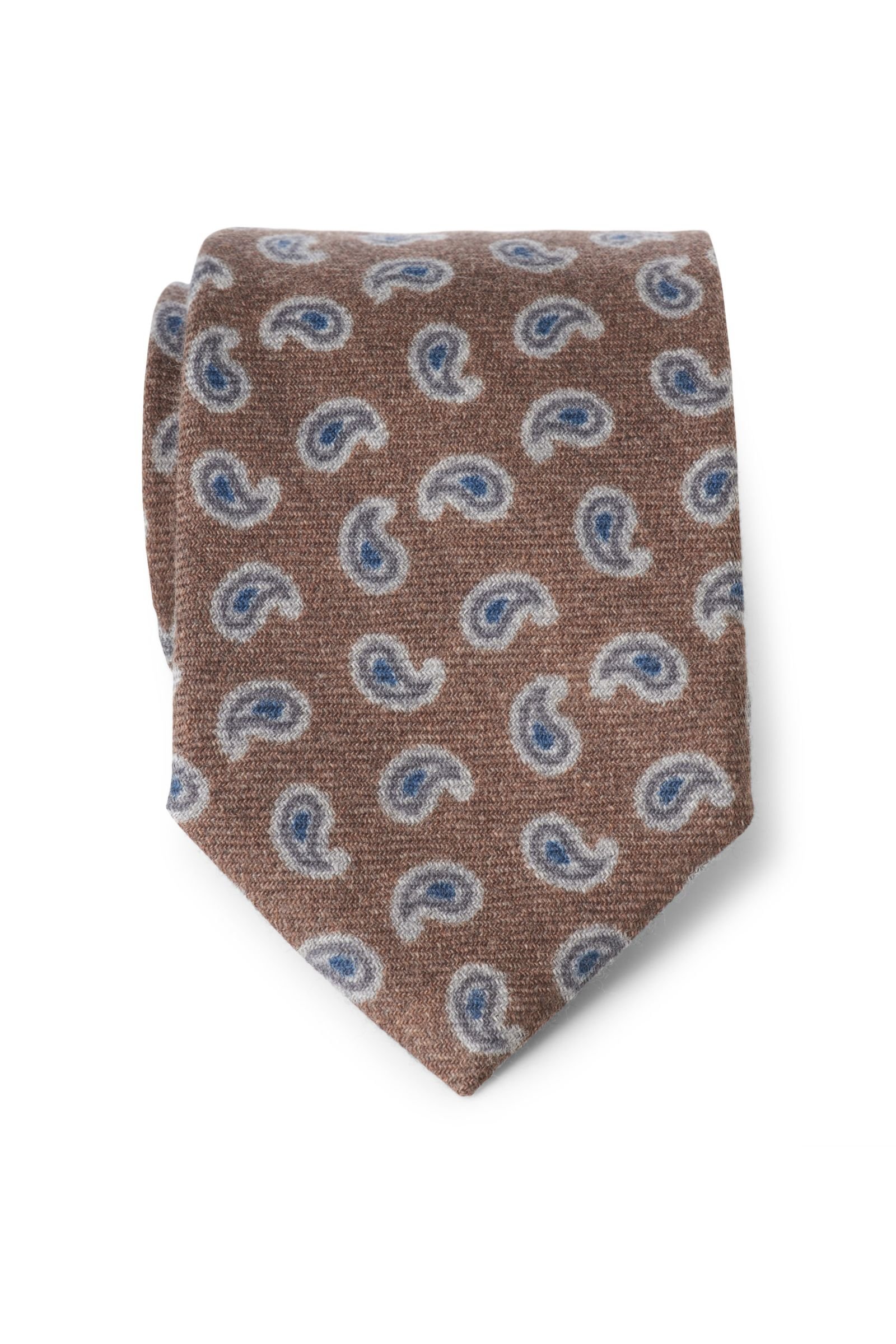 Wool tie brown patterned