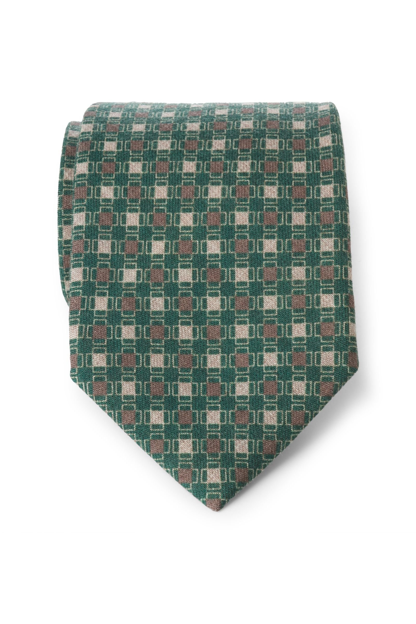 Wool tie green patterned