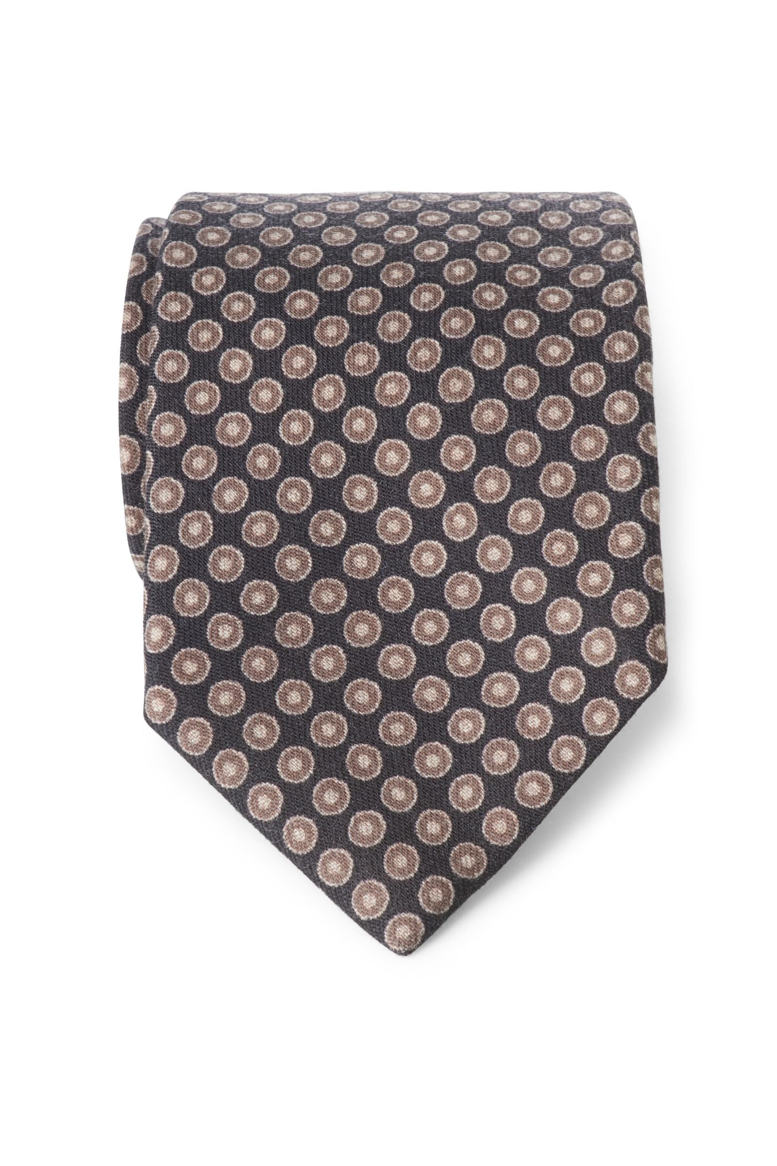 Wool tie dark brown patterned