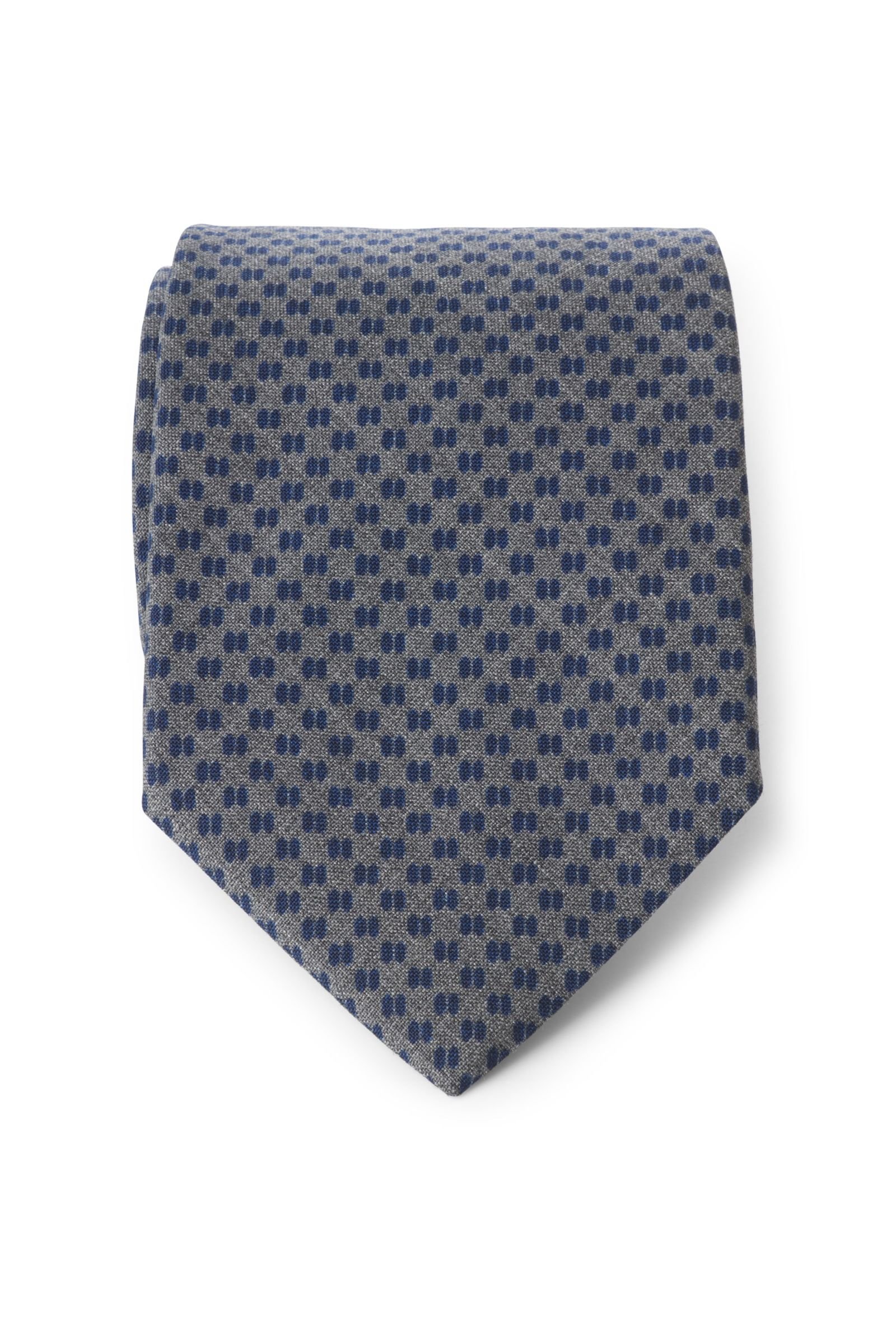 Wool tie grey/navy patterned
