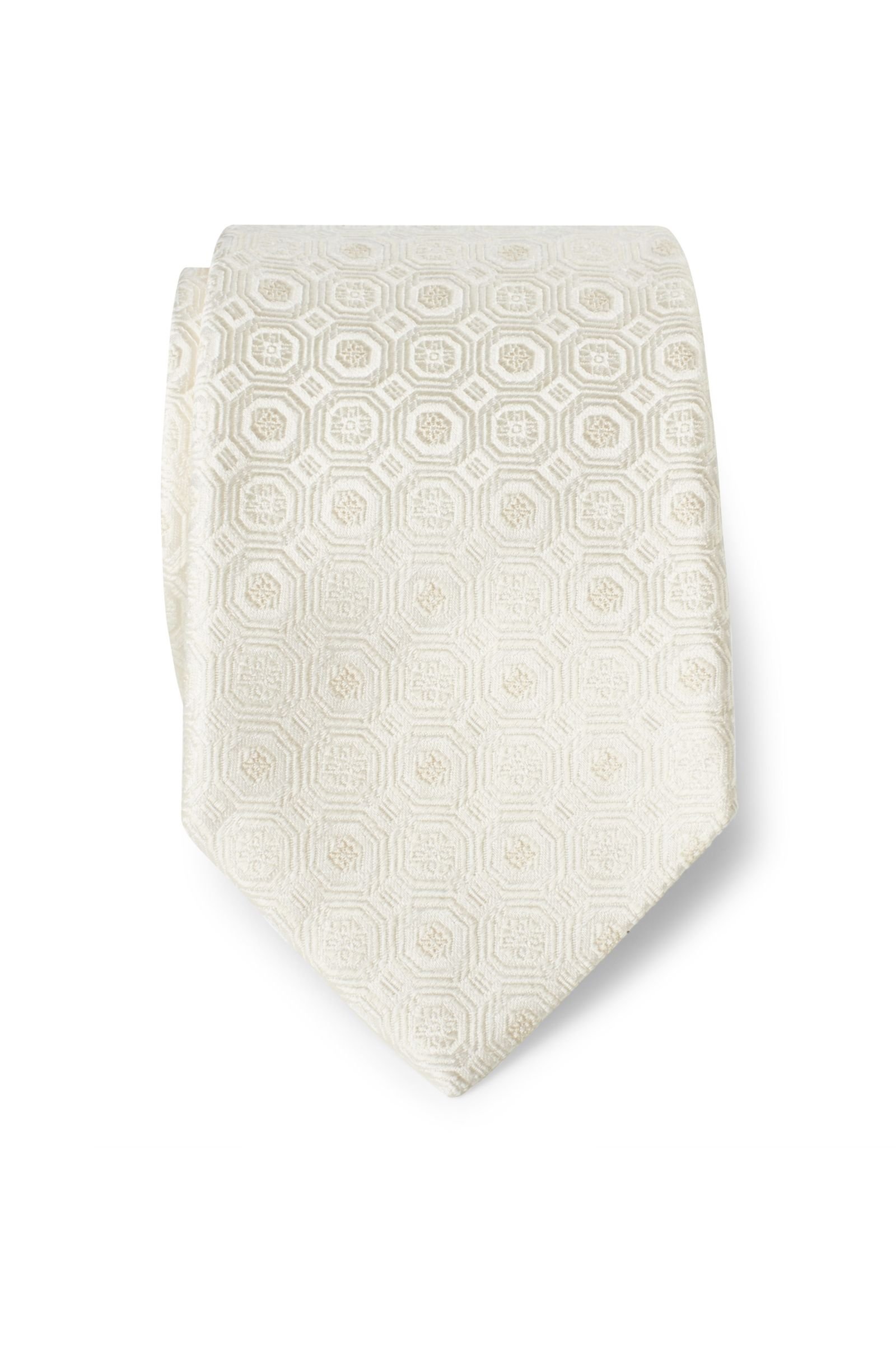 Silk tie cream patterned