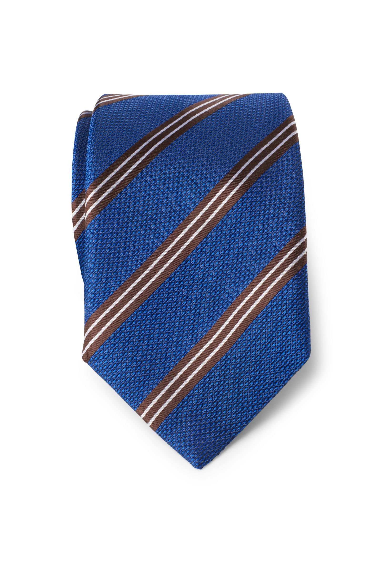 Silk tie blue/dark brown striped