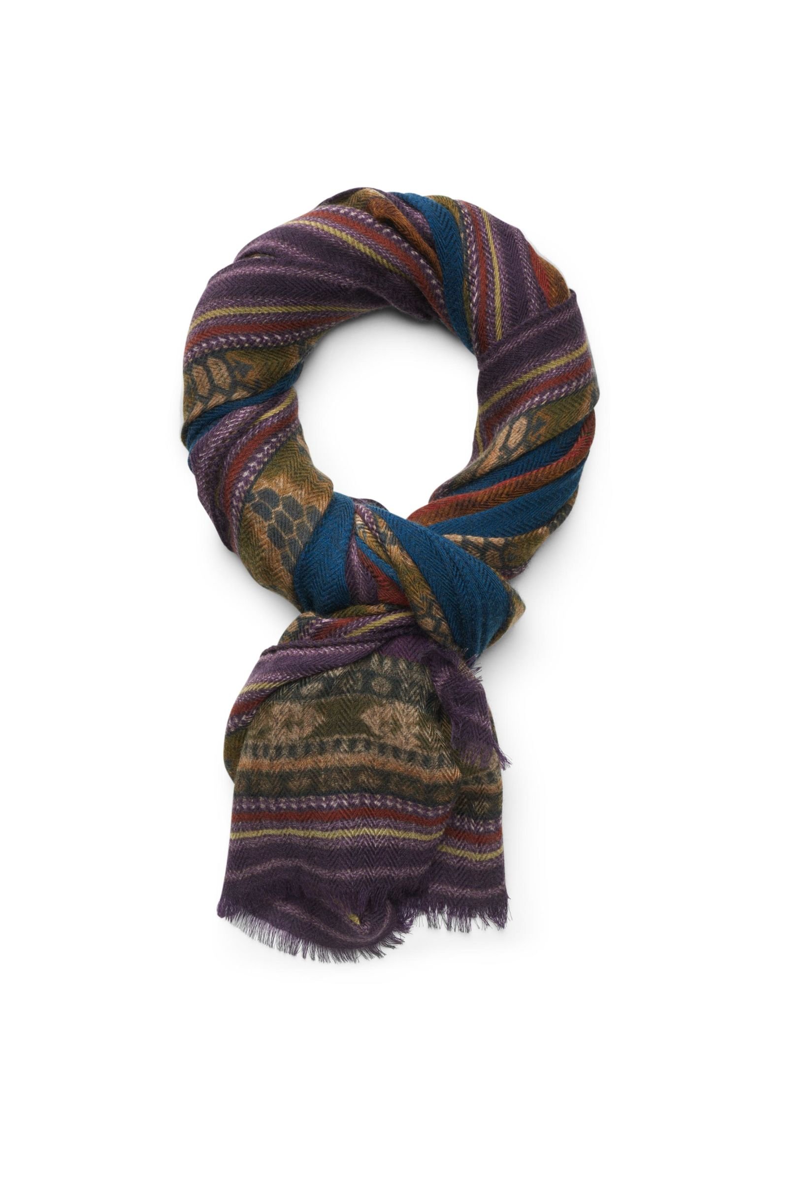 Cashmere scarf dark blue patterned