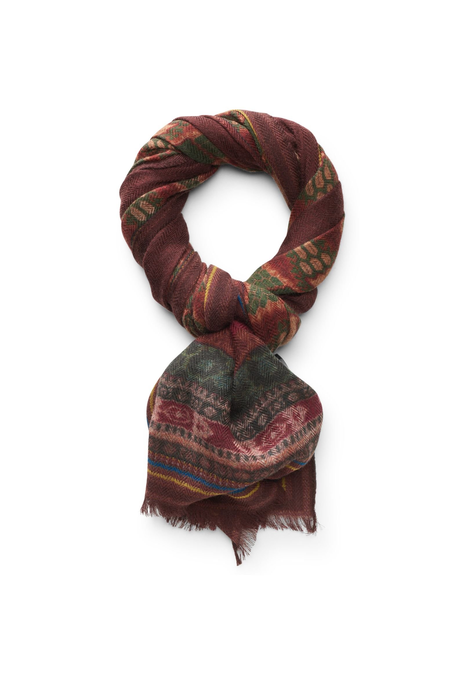 Cashmere scarf burgundy patterned