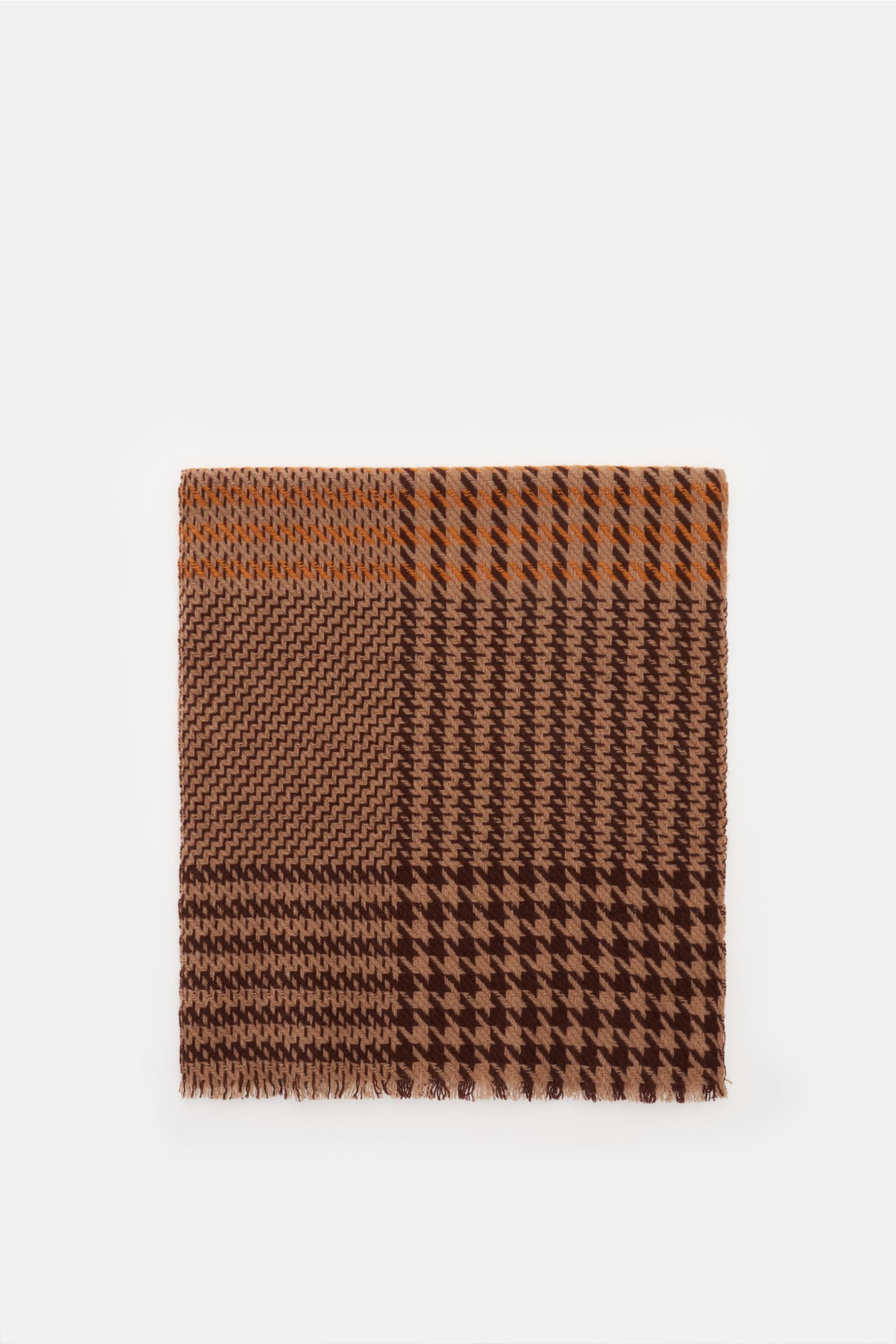Cashmere scarf light brown/orange, patterned